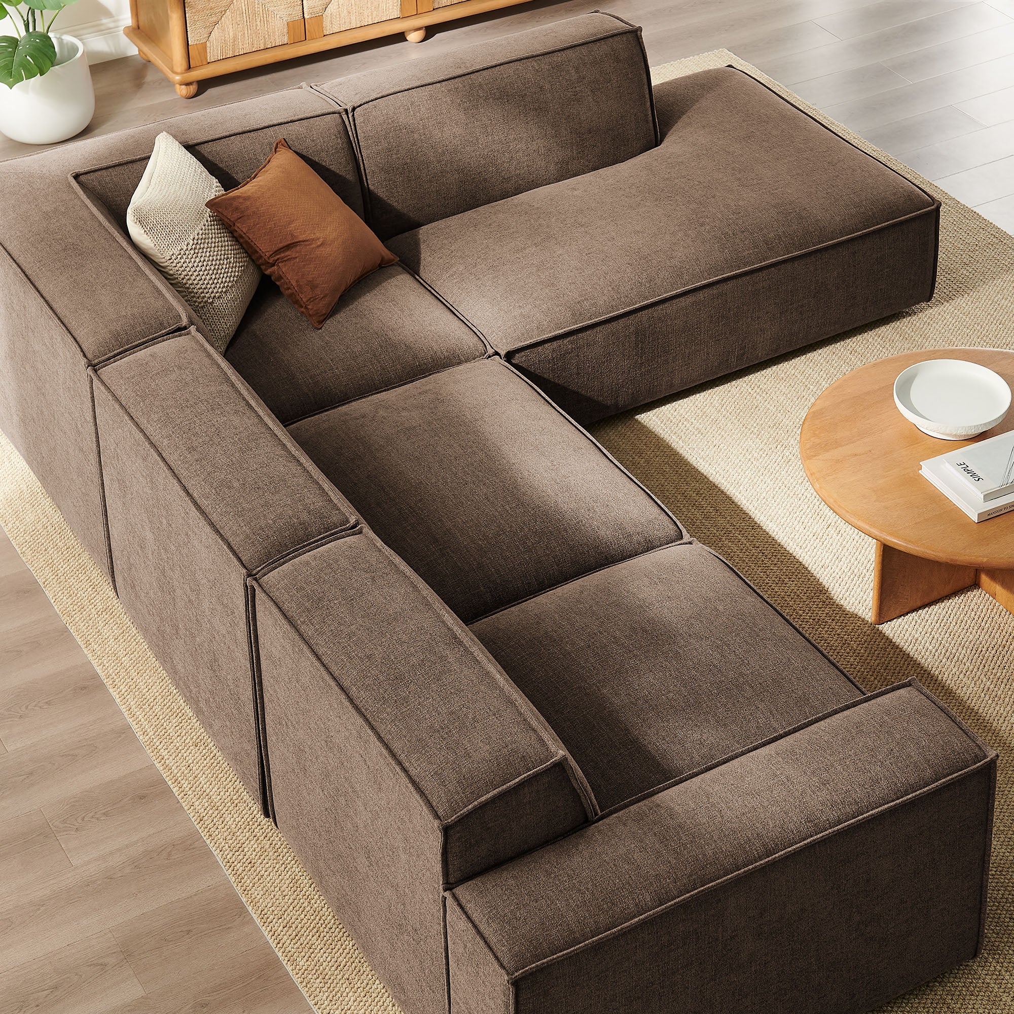 Restore 4-Piece Performance Fabric Upholstered Modular L-Shaped Sofa by Modway - Image 29