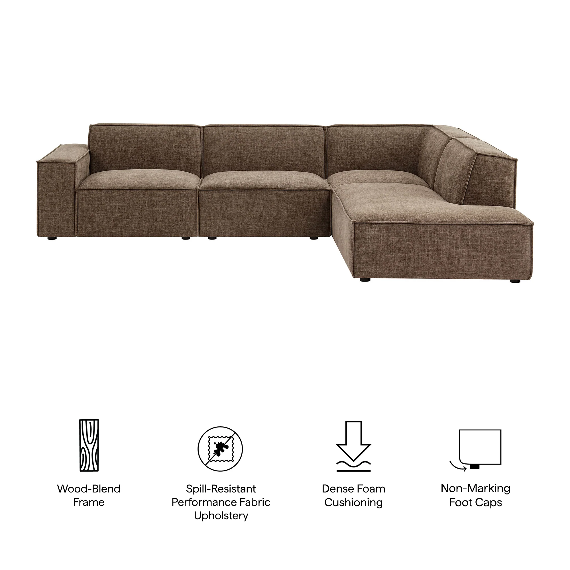 Restore 4-Piece Performance Fabric Upholstered Modular L-Shaped Sofa by Modway - Image 31