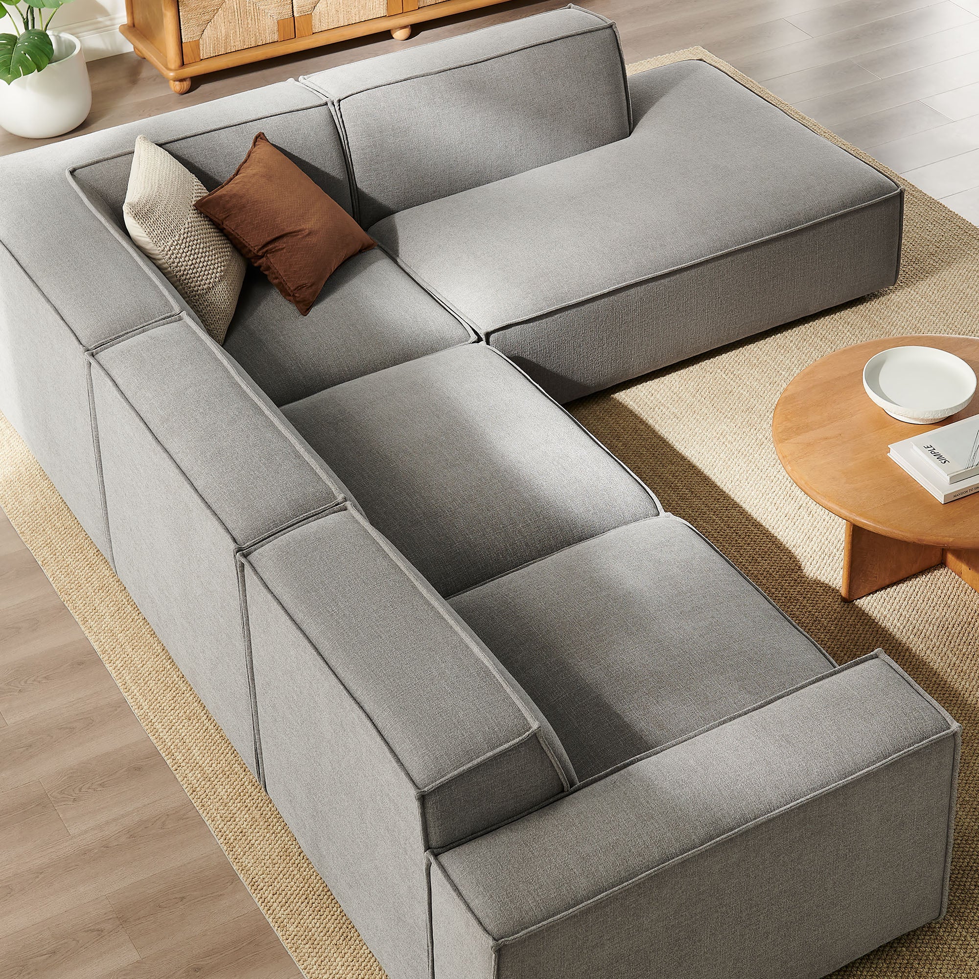 Restore 4-Piece Performance Fabric Upholstered Modular L-Shaped Sofa by Modway - Image 41