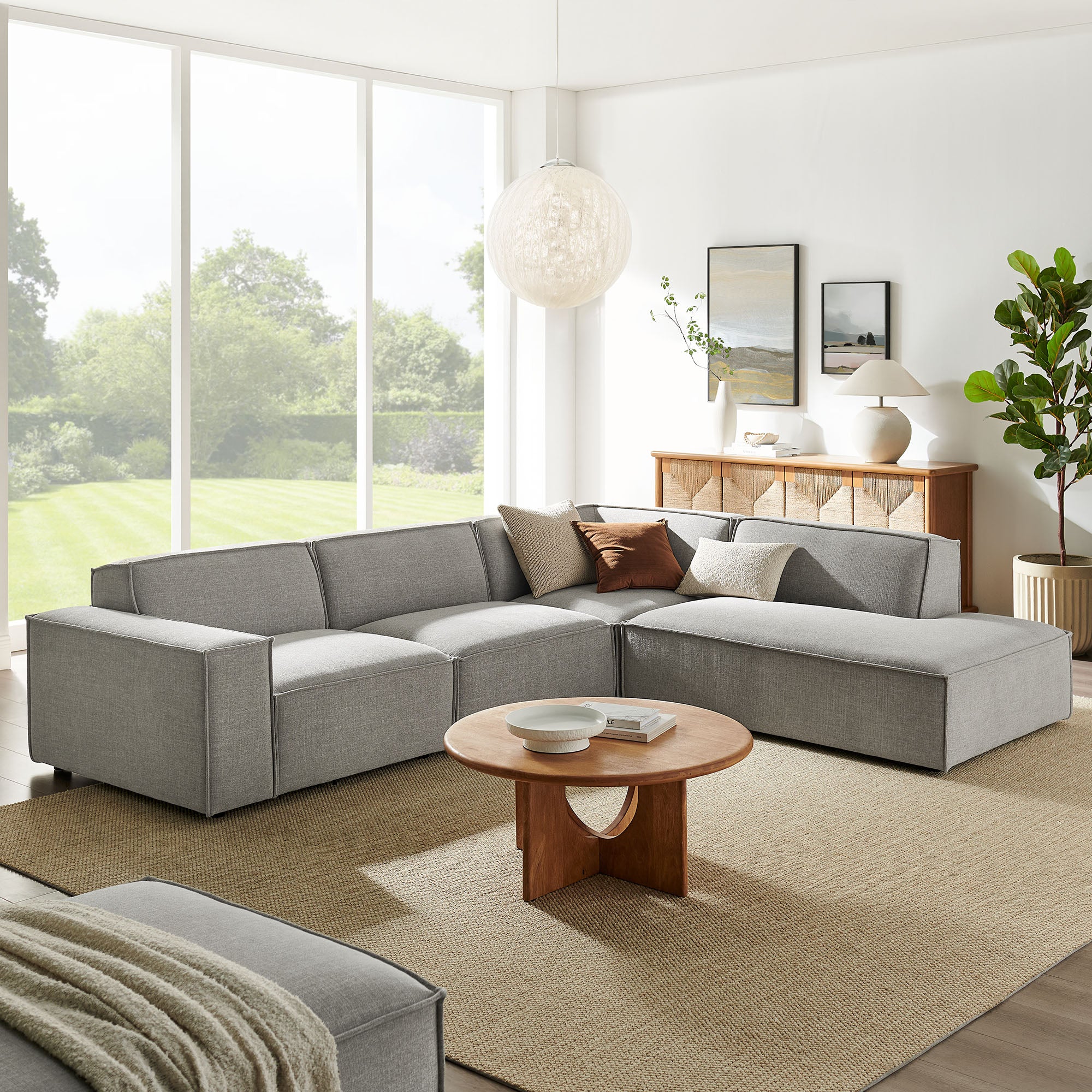 Restore 4-Piece Performance Fabric Upholstered Modular L-Shaped Sofa by Modway - Image 42