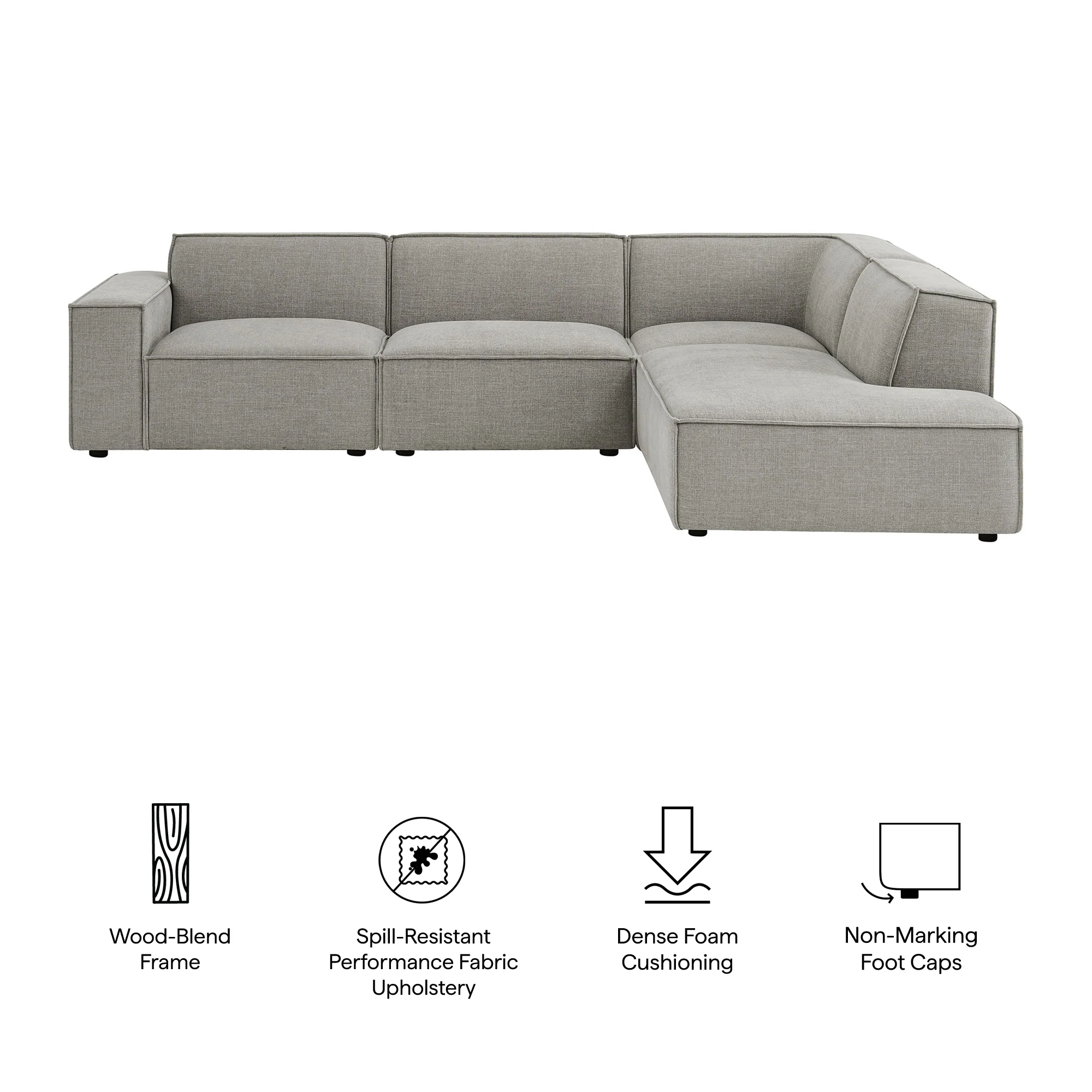 Restore 4-Piece Performance Fabric Upholstered Modular L-Shaped Sofa by Modway - Image 43