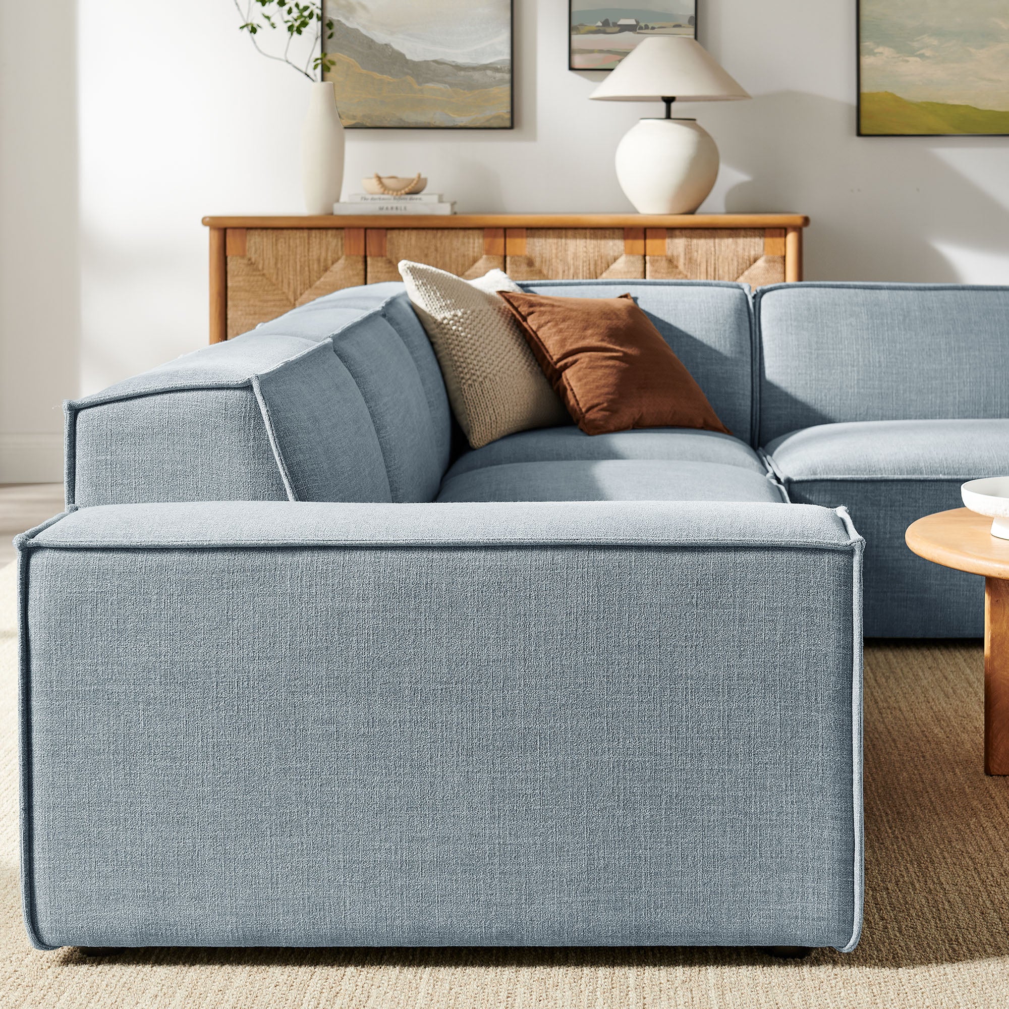 Restore 4-Piece Performance Fabric Upholstered Modular L-Shaped Sofa by Modway - Image 52