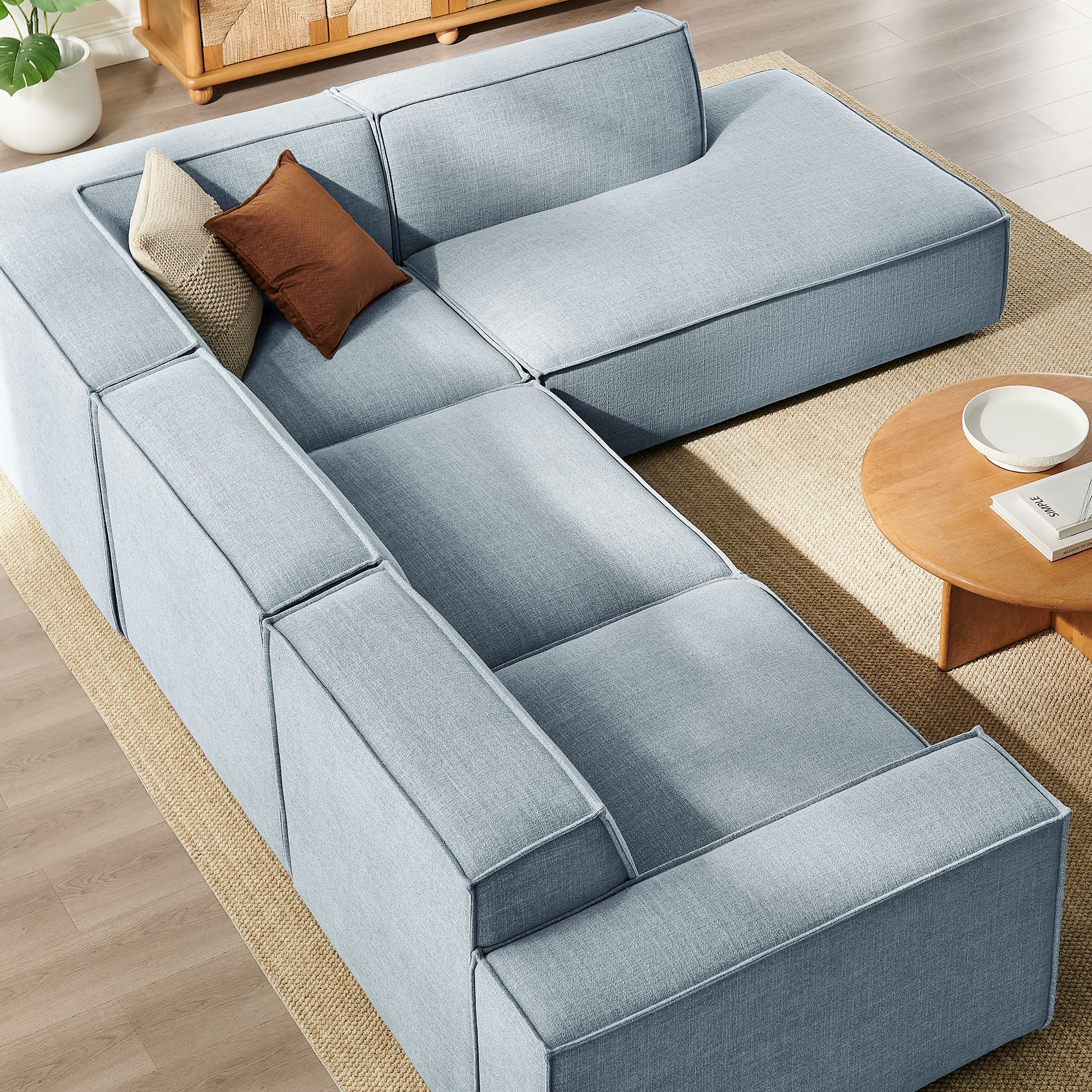 Restore 4-Piece Performance Fabric Upholstered Modular L-Shaped Sofa by Modway - Image 53