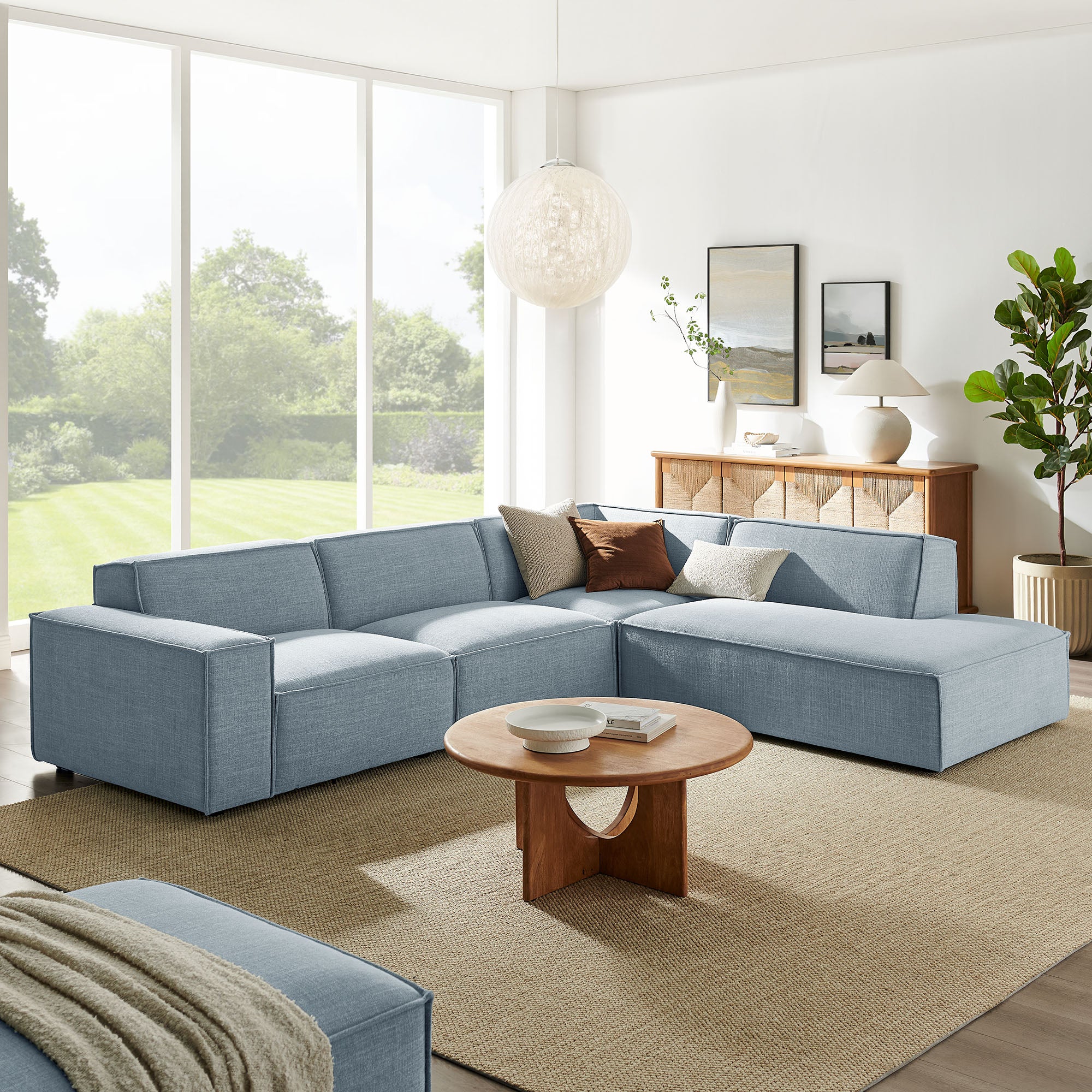 Restore 4-Piece Performance Fabric Upholstered Modular L-Shaped Sofa by Modway - Image 54