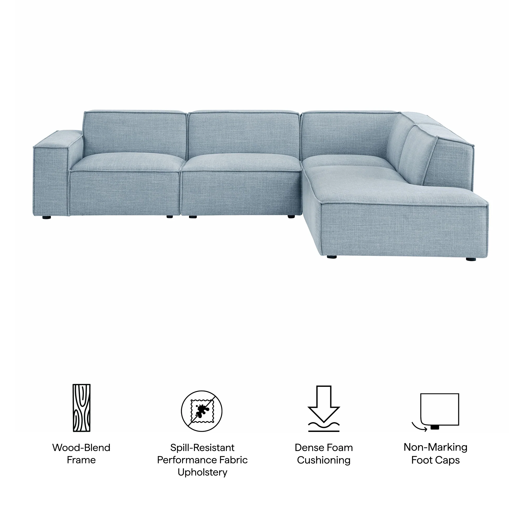Restore 4-Piece Performance Fabric Upholstered Modular L-Shaped Sofa by Modway - Image 55