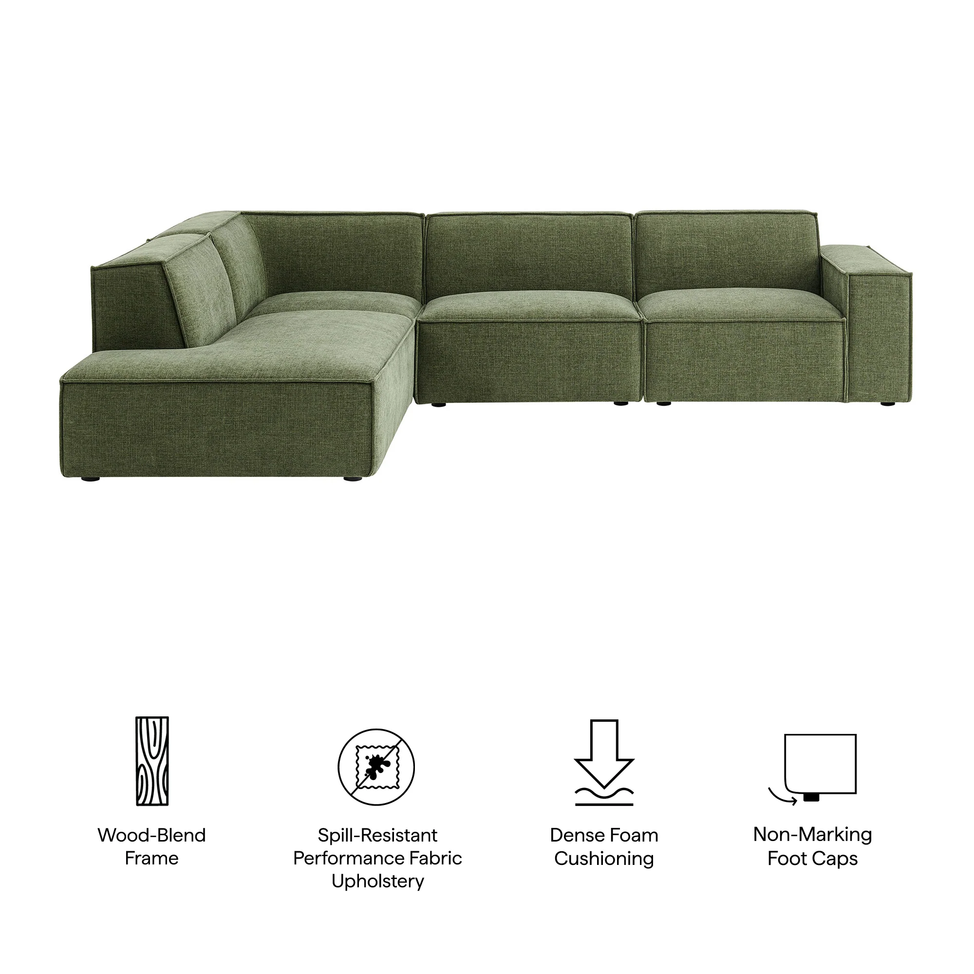 Restore 4-Piece Performance Fabric Upholstered Modular L-Shaped Sofa by Modway - Image 19