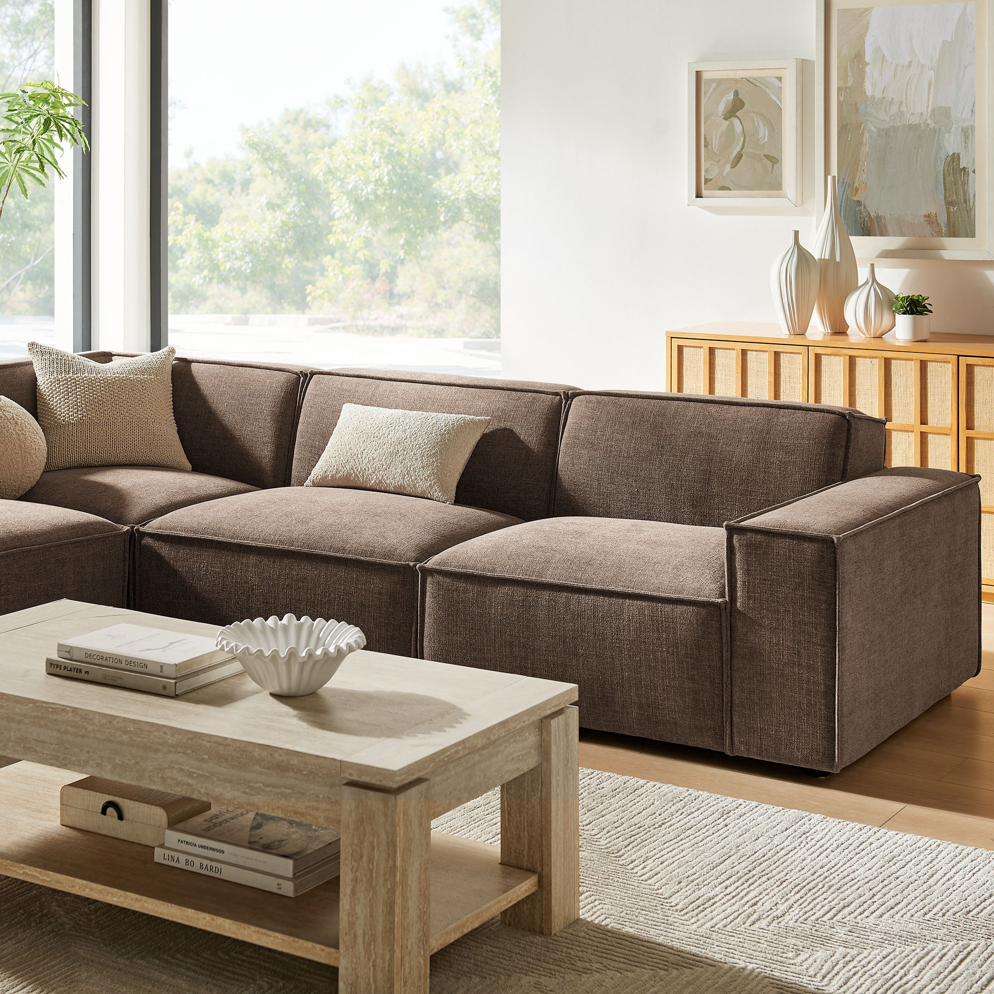 Restore 4-Piece Performance Fabric Upholstered Modular L-Shaped Sofa by Modway - Image 28