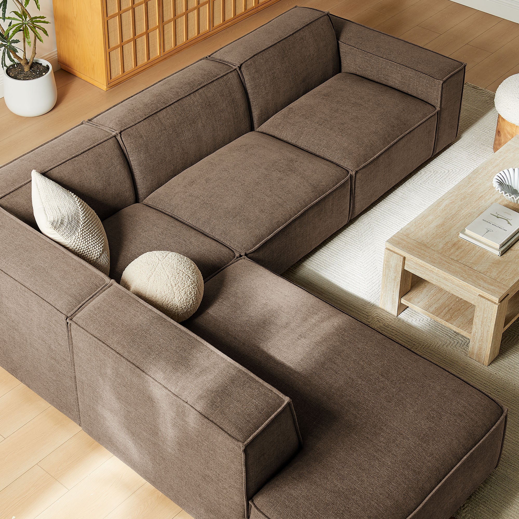 Restore 4-Piece Performance Fabric Upholstered Modular L-Shaped Sofa by Modway - Image 29