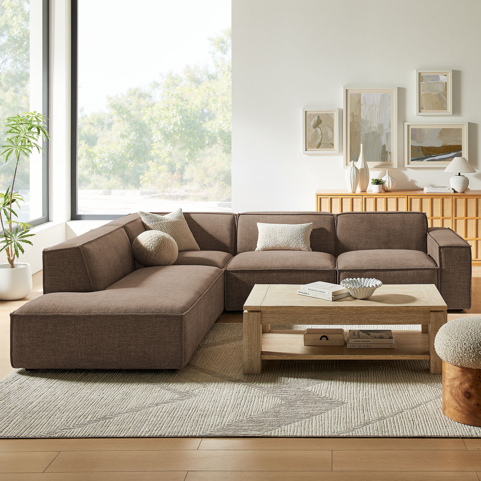Restore 4-Piece Performance Fabric Upholstered Modular L-Shaped Sofa by Modway - Image 30