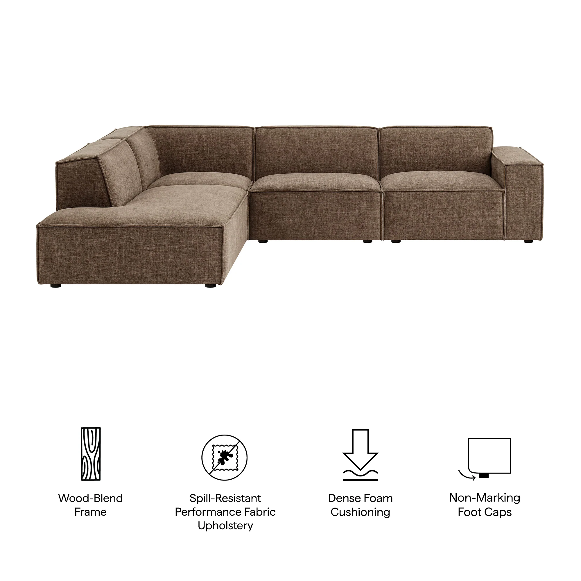Restore 4-Piece Performance Fabric Upholstered Modular L-Shaped Sofa by Modway - Image 31