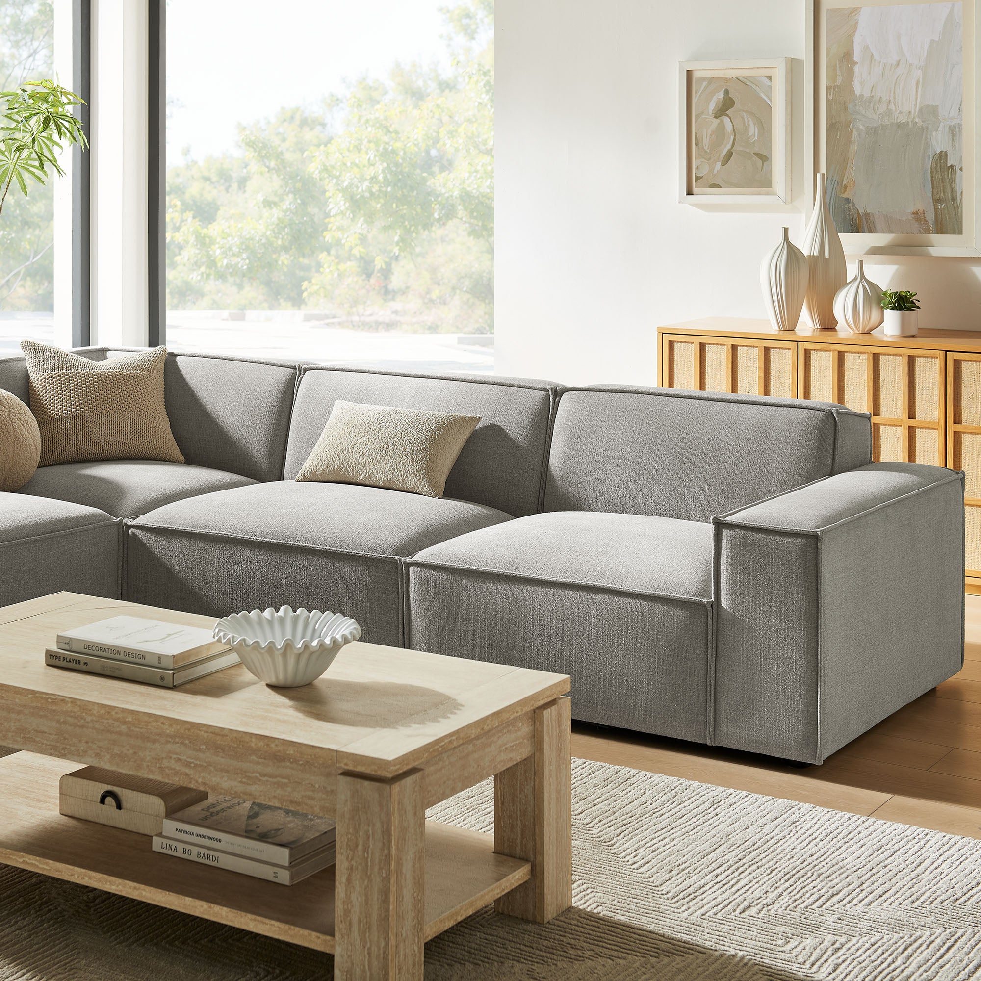 Restore 4-Piece Performance Fabric Upholstered Modular L-Shaped Sofa by Modway - Image 40