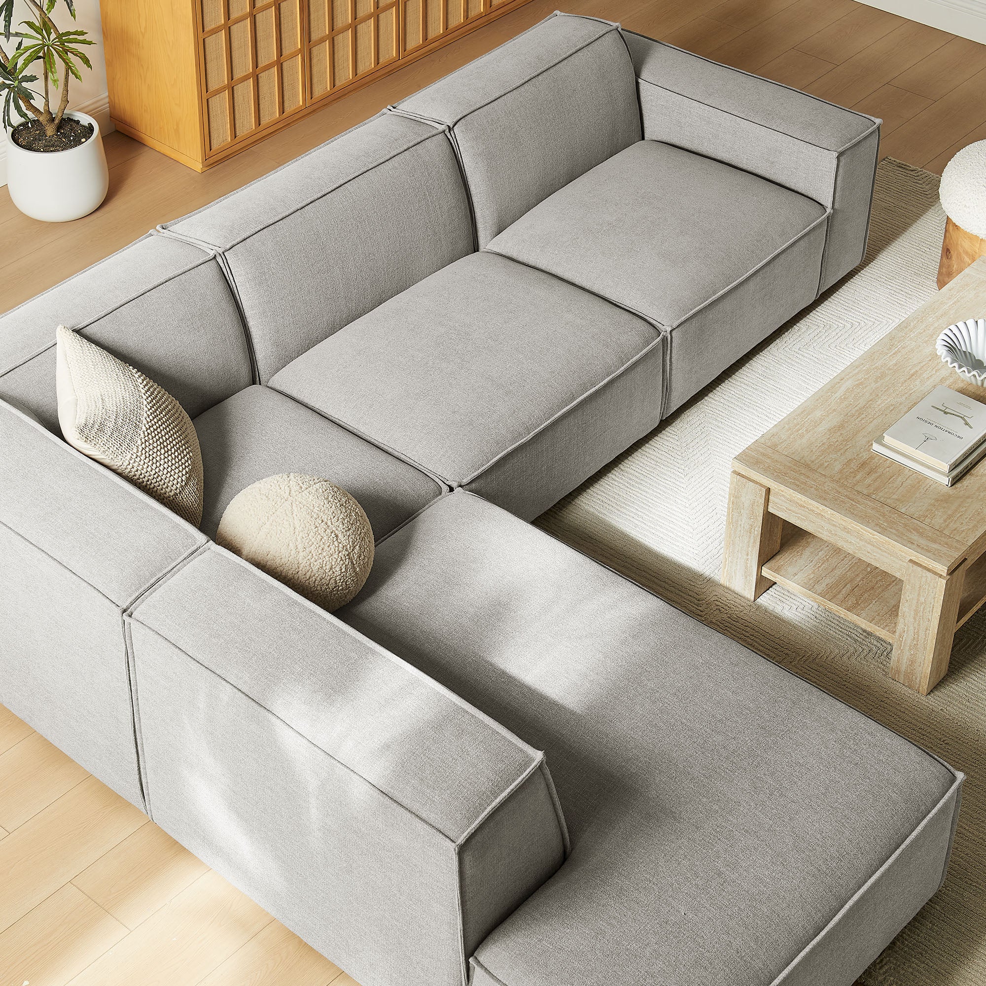Restore 4-Piece Performance Fabric Upholstered Modular L-Shaped Sofa by Modway - Image 41