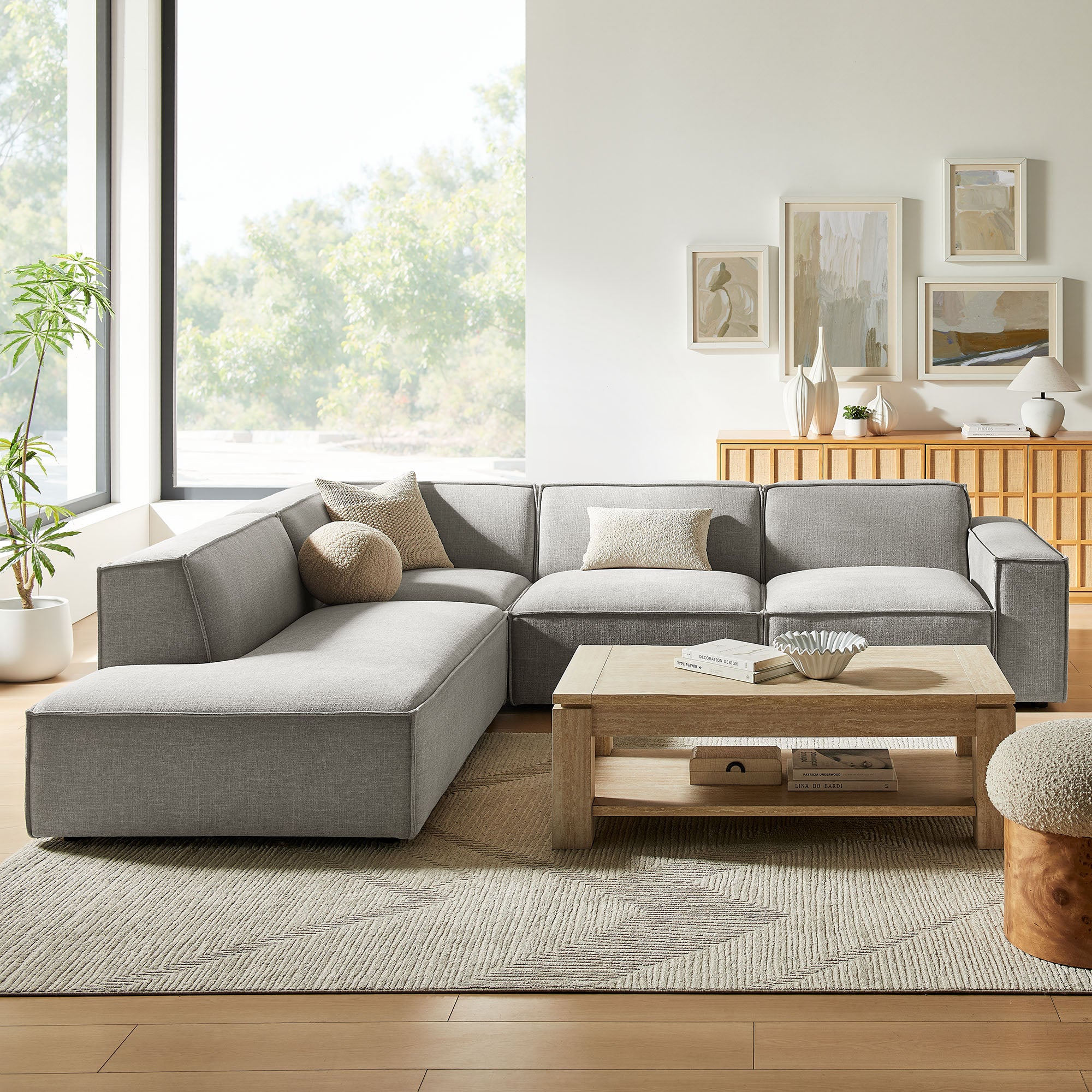 Restore 4-Piece Performance Fabric Upholstered Modular L-Shaped Sofa by Modway - Image 42