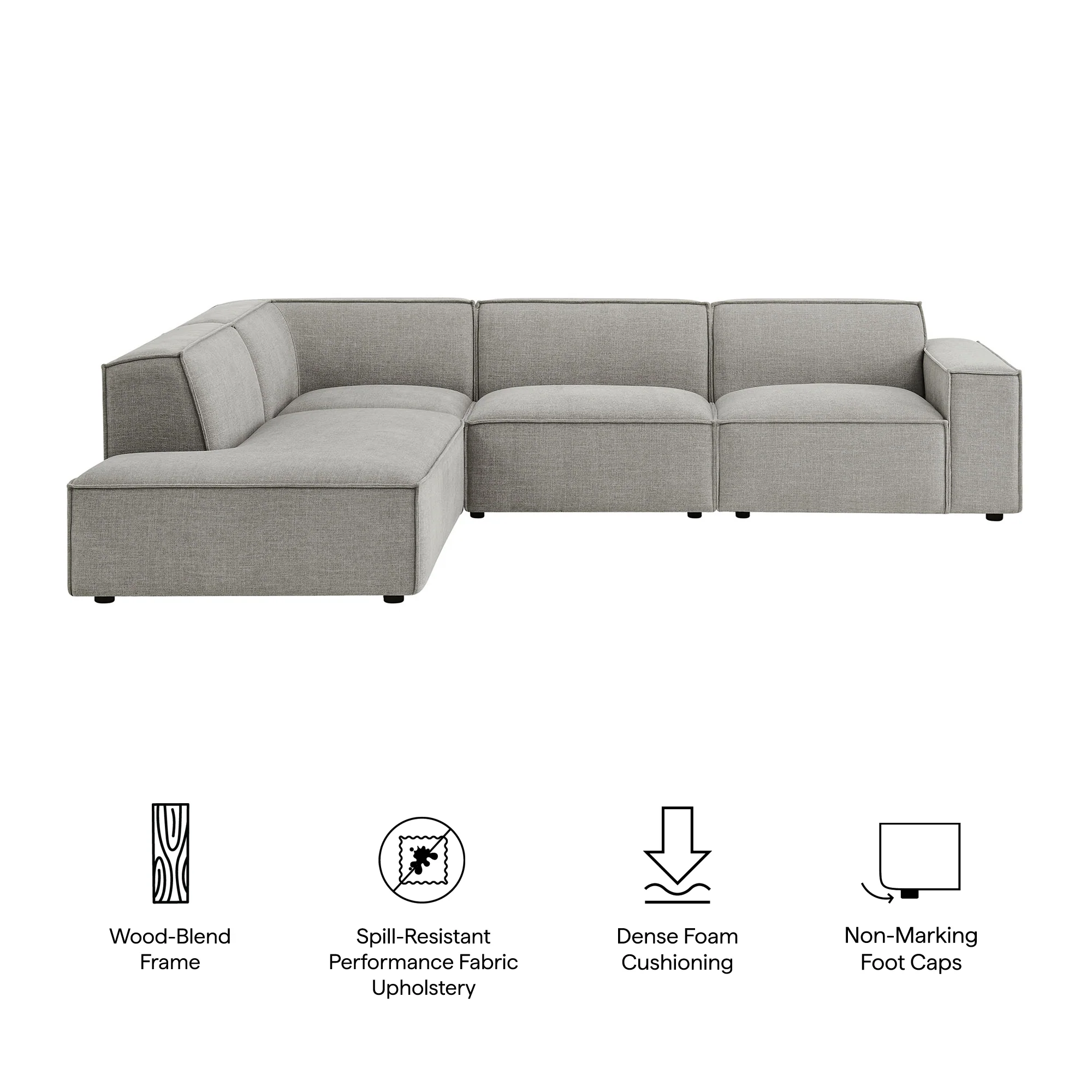 Restore 4-Piece Performance Fabric Upholstered Modular L-Shaped Sofa by Modway - Image 43