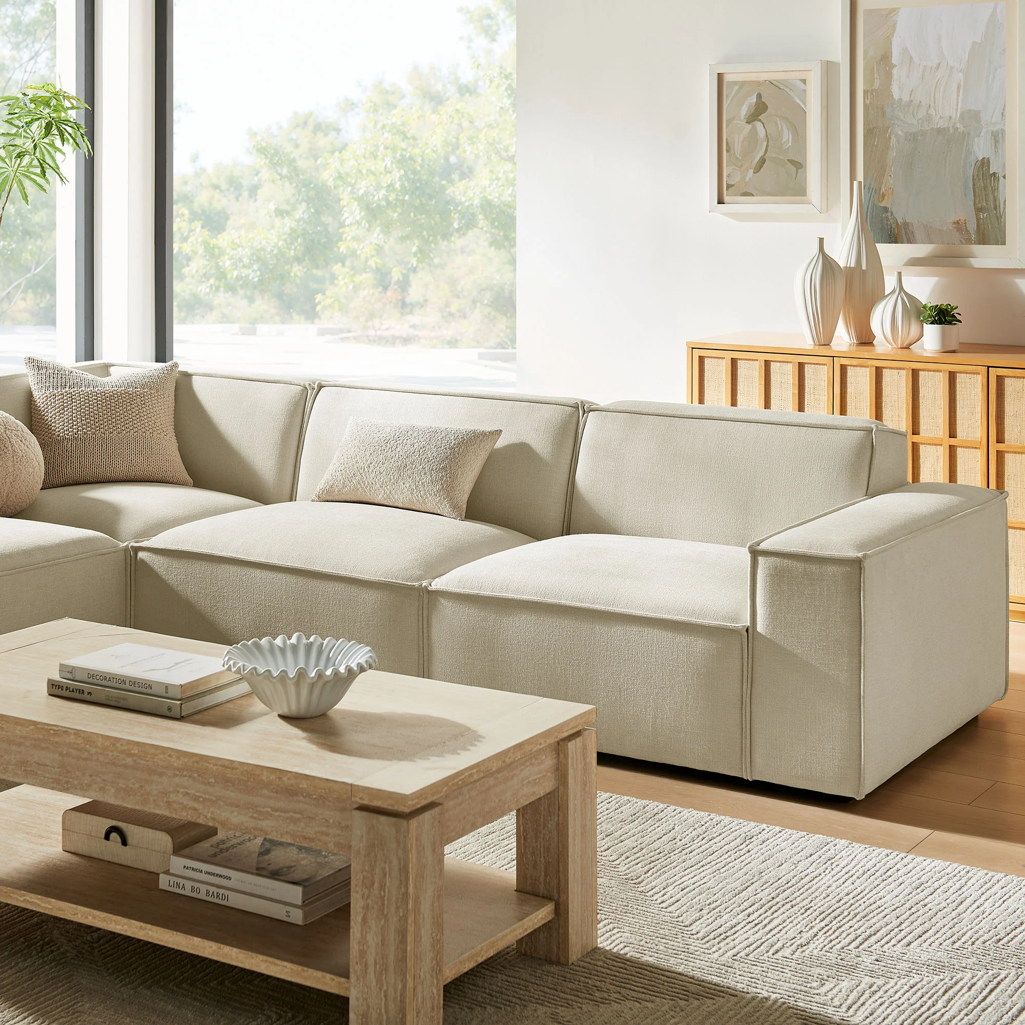 Restore 4-Piece Performance Fabric Upholstered Modular L-Shaped Sofa by Modway - Image 5