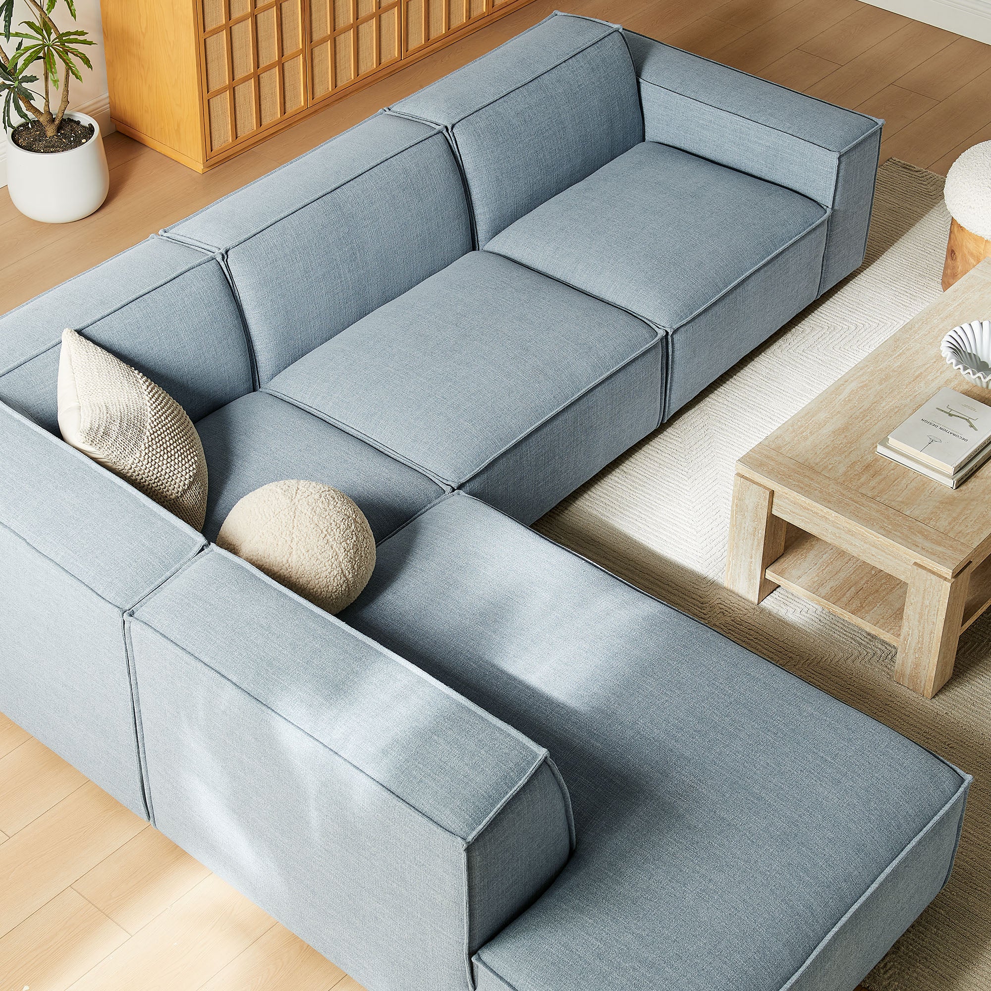 Restore 4-Piece Performance Fabric Upholstered Modular L-Shaped Sofa by Modway - Image 53