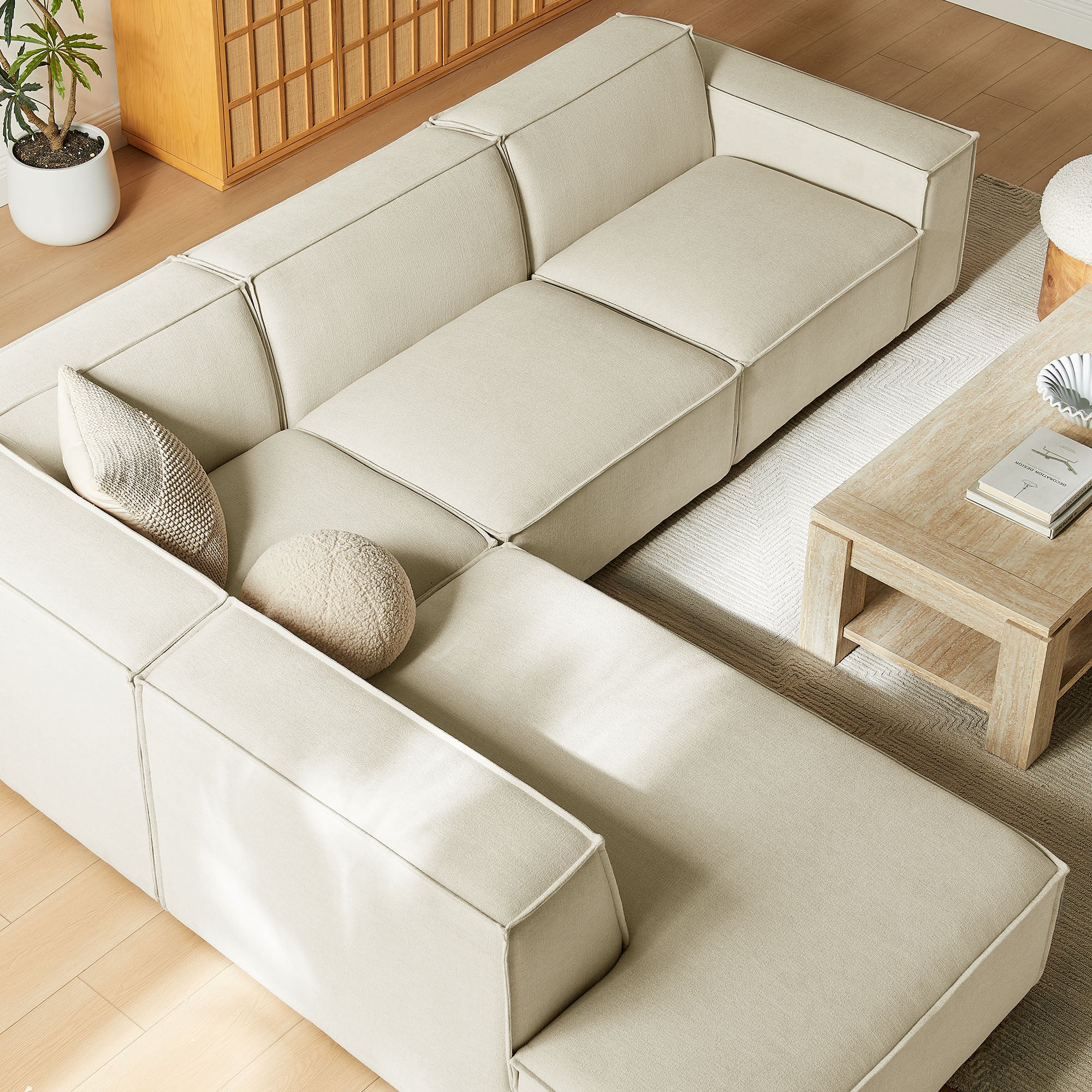 Restore 4-Piece Performance Fabric Upholstered Modular L-Shaped Sofa by Modway - Image 6