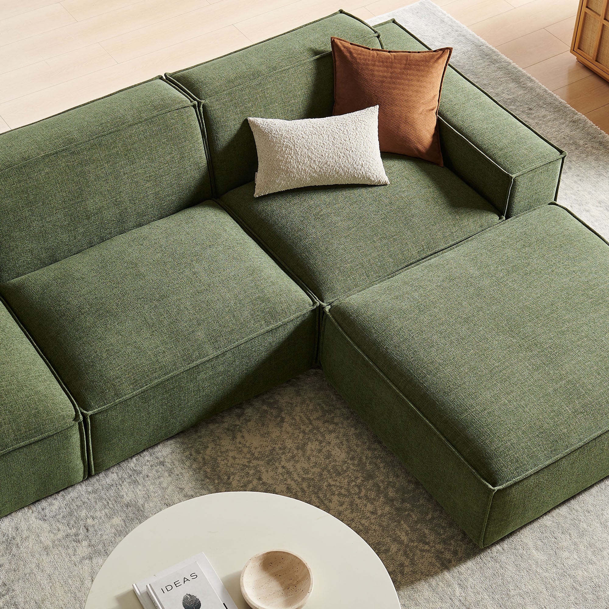 Restore 4-Piece Performance Fabric Upholstered Modular Sofa Set with Ottoman by Modway - Image 18