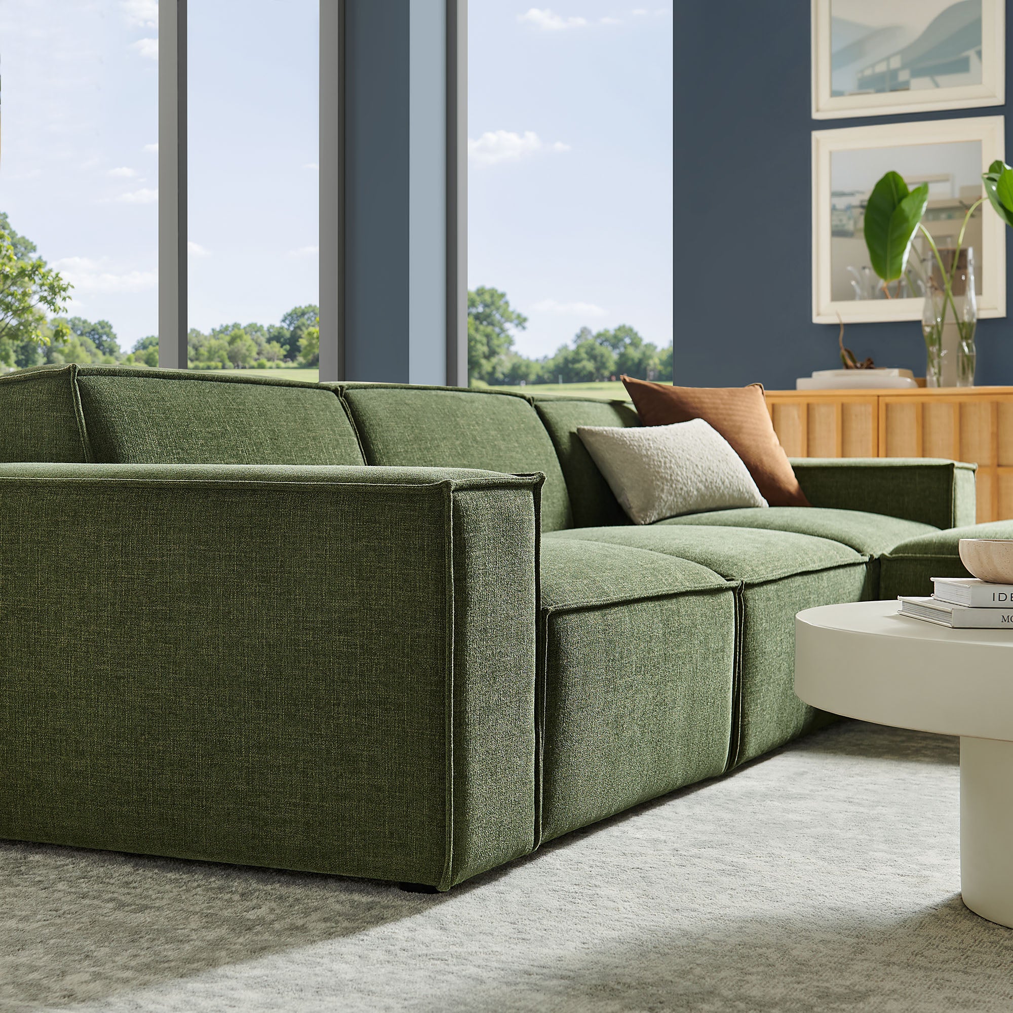 Restore 4-Piece Performance Fabric Upholstered Modular Sofa Set with Ottoman by Modway - Image 19