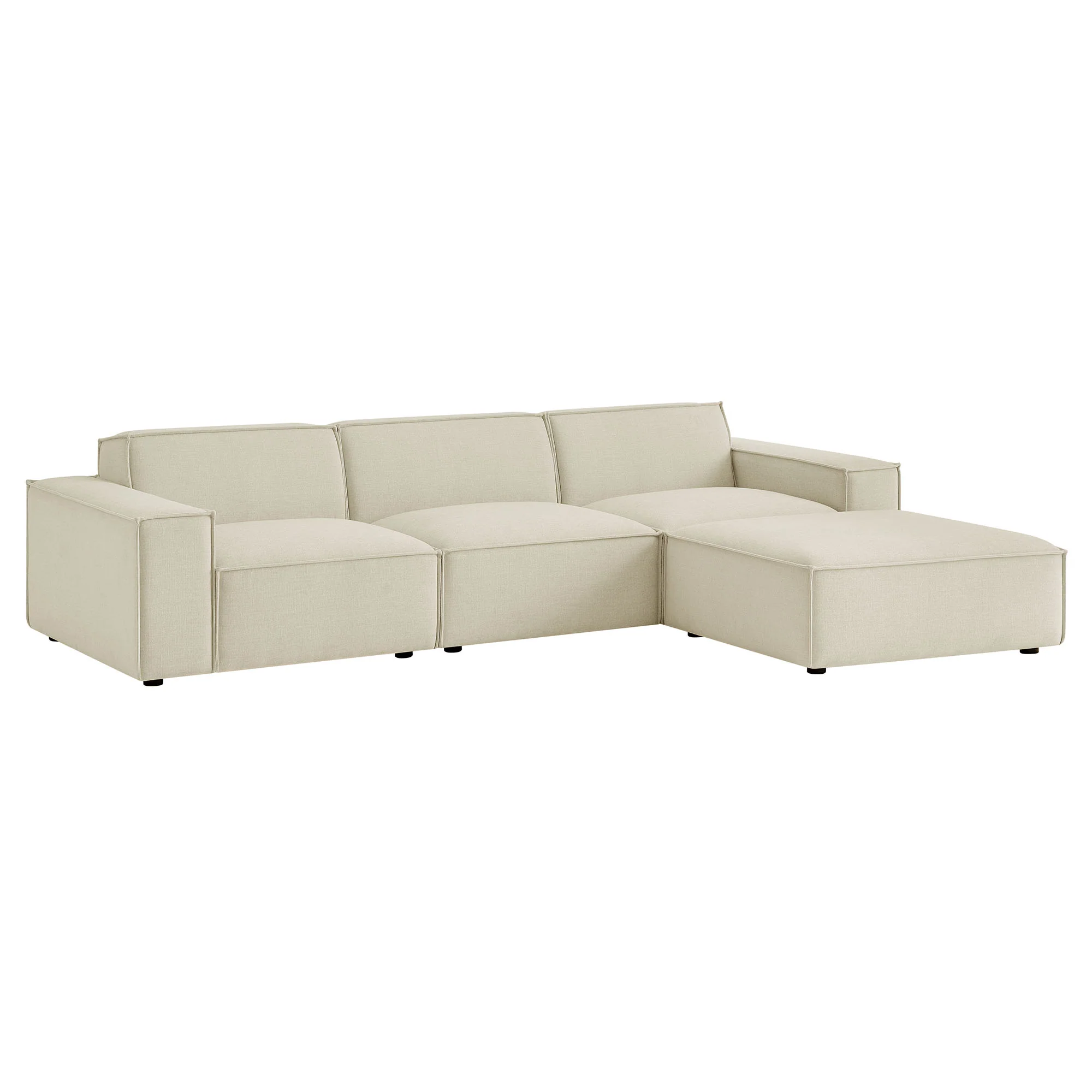 Restore 4-Piece Performance Fabric Upholstered Modular Sofa Set with Ottoman by Modway - Image 2