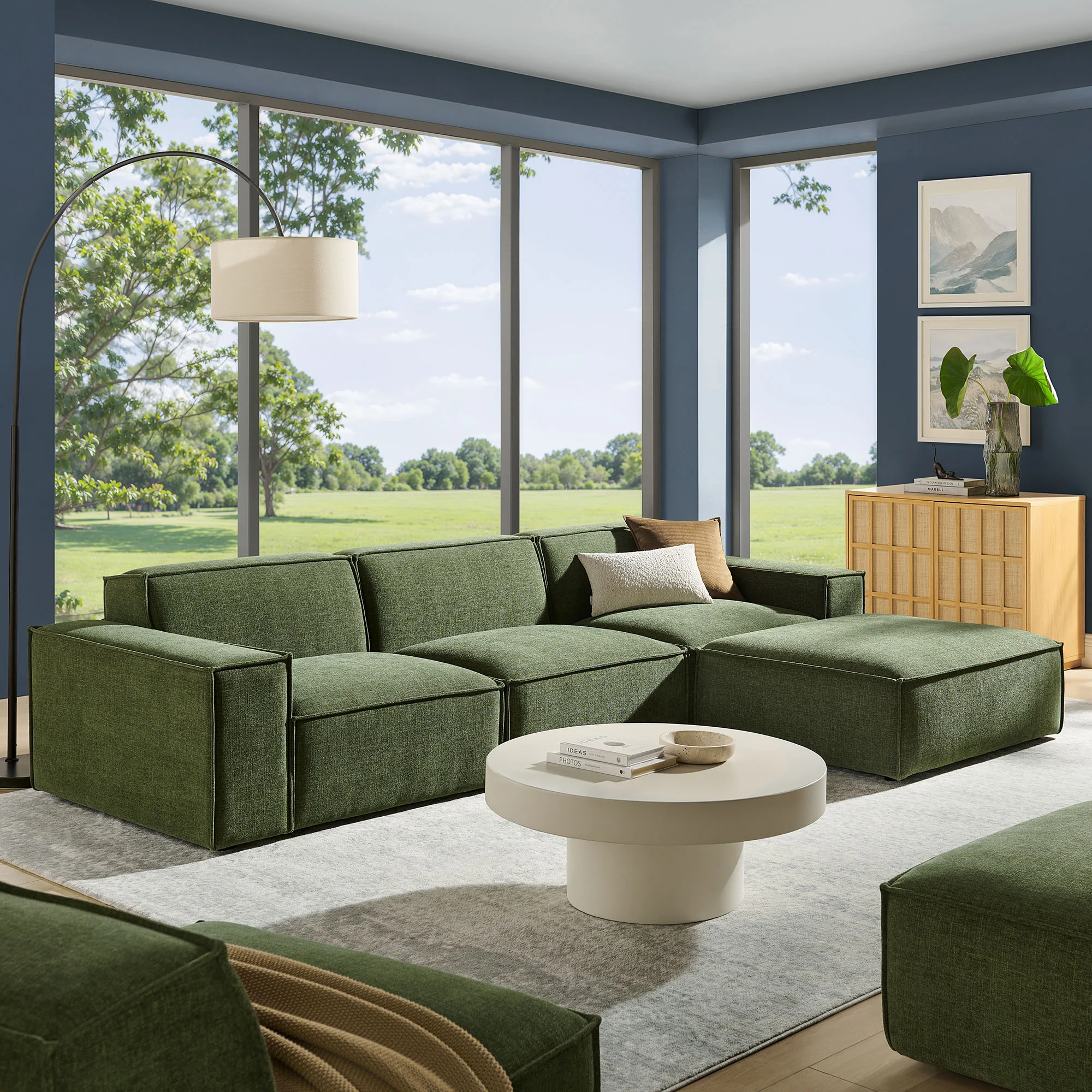 Restore 4-Piece Performance Fabric Upholstered Modular Sofa Set with Ottoman by Modway - Image 20