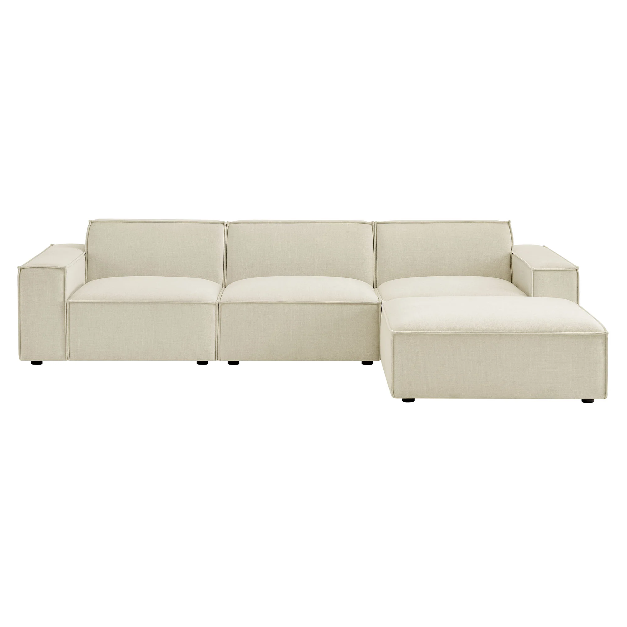 Restore 4-Piece Performance Fabric Upholstered Modular Sofa Set with Ottoman by Modway - Image 3