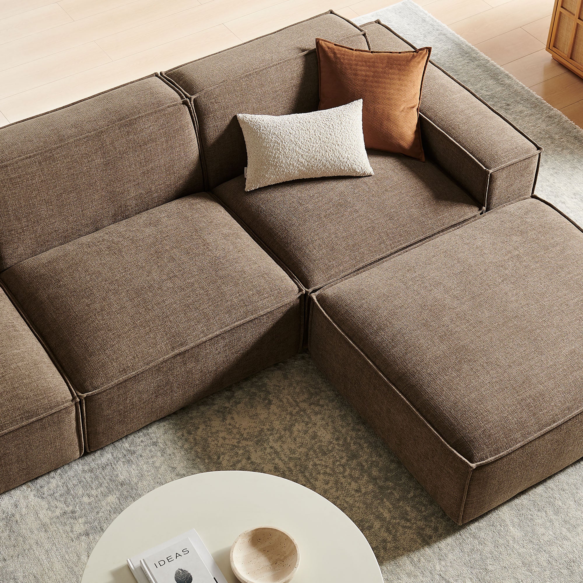 Restore 4-Piece Performance Fabric Upholstered Modular Sofa Set with Ottoman by Modway - Image 31