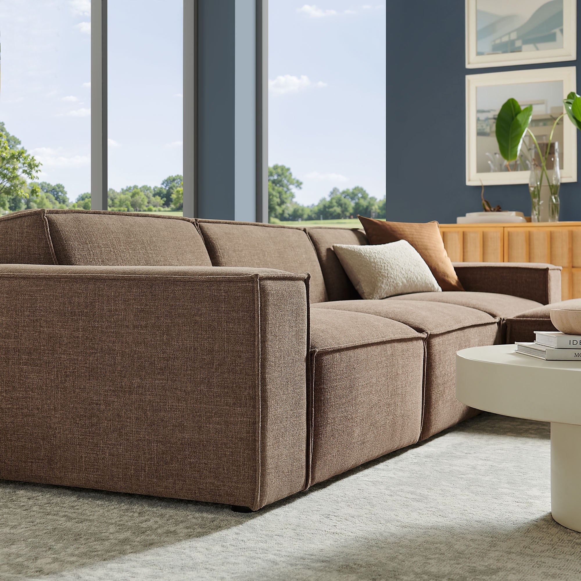 Restore 4-Piece Performance Fabric Upholstered Modular Sofa Set with Ottoman by Modway - Image 32