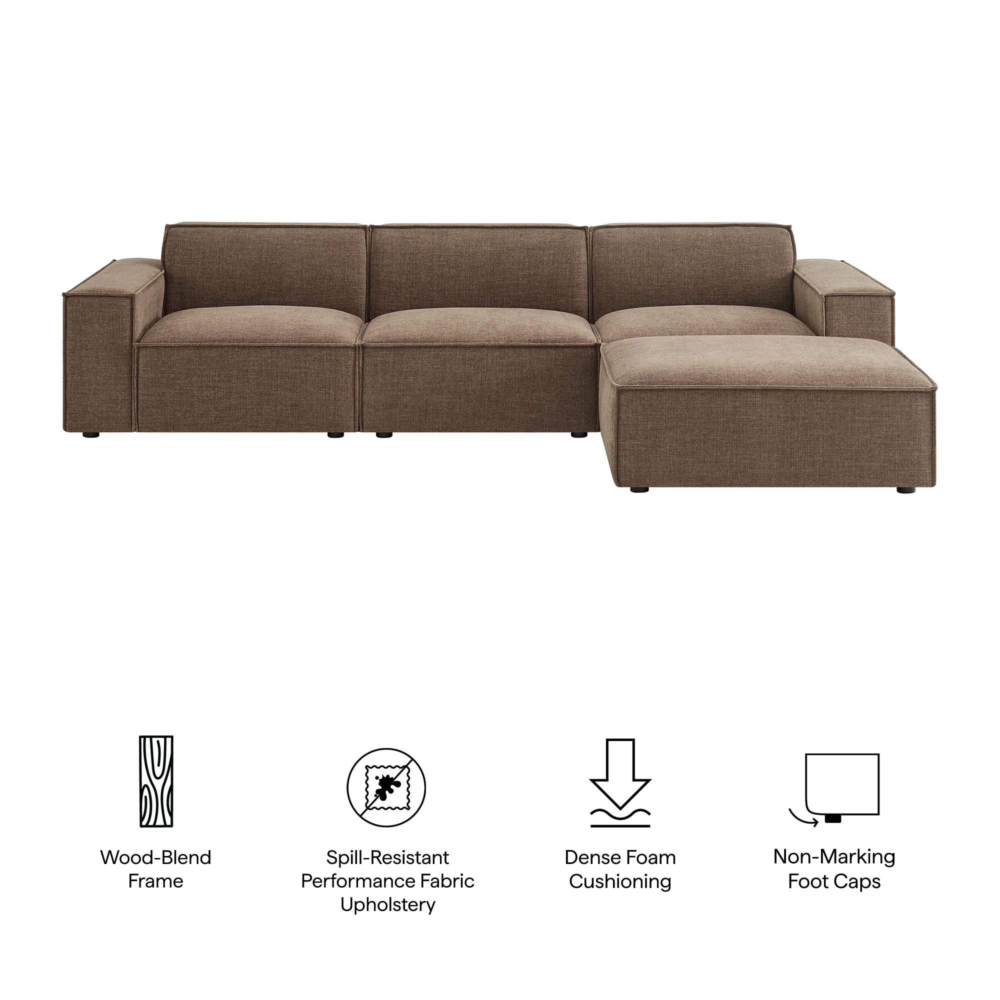 Restore 4-Piece Performance Fabric Upholstered Modular Sofa Set with Ottoman by Modway - Image 34