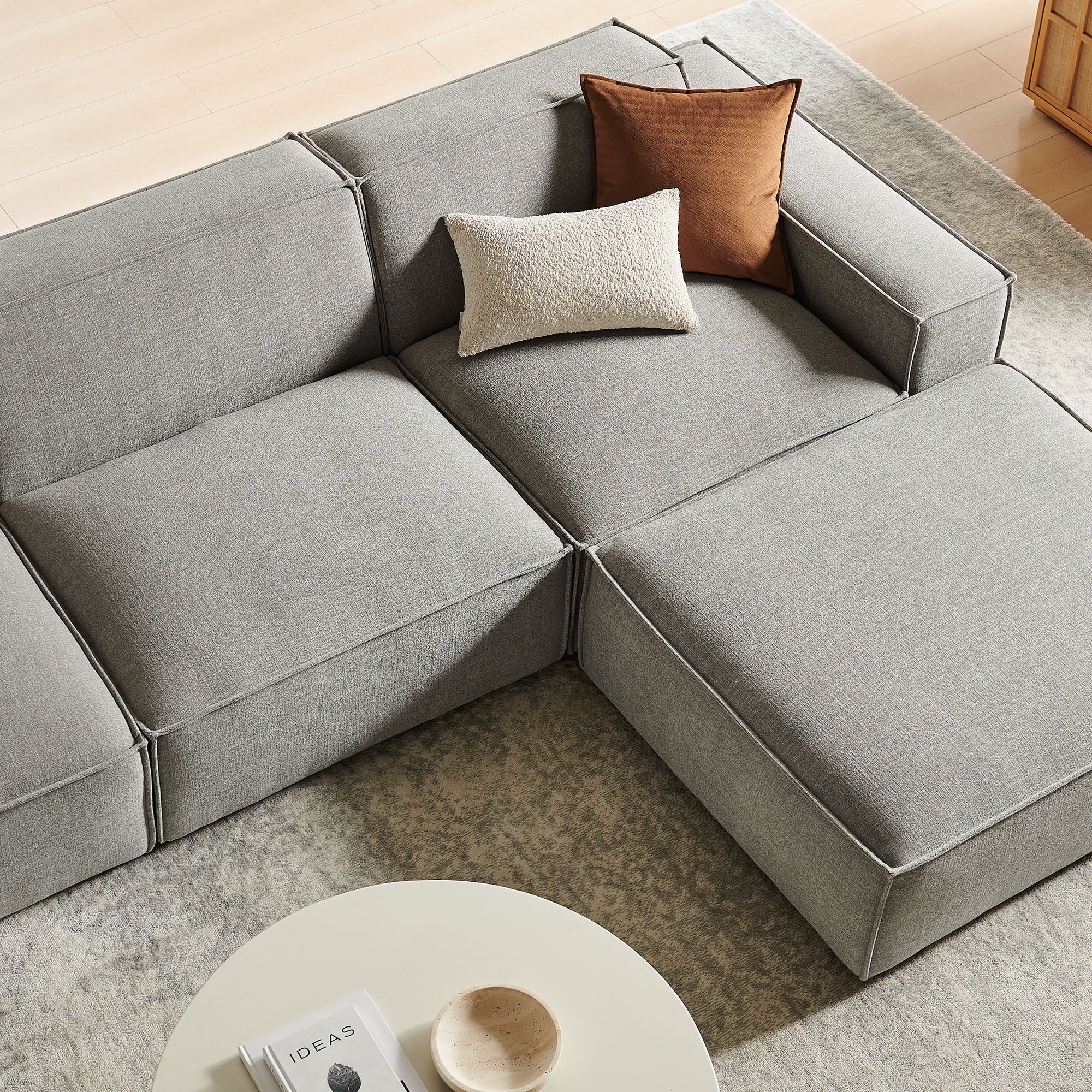 Restore 4-Piece Performance Fabric Upholstered Modular Sofa Set with Ottoman by Modway - Image 44