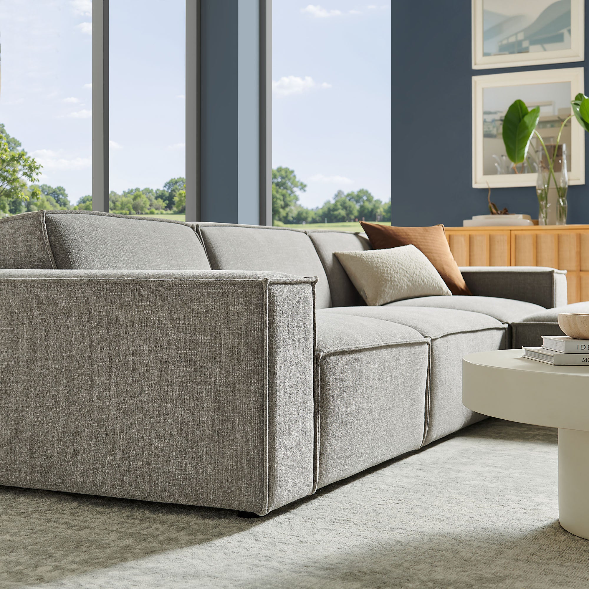 Restore 4-Piece Performance Fabric Upholstered Modular Sofa Set with Ottoman by Modway - Image 45