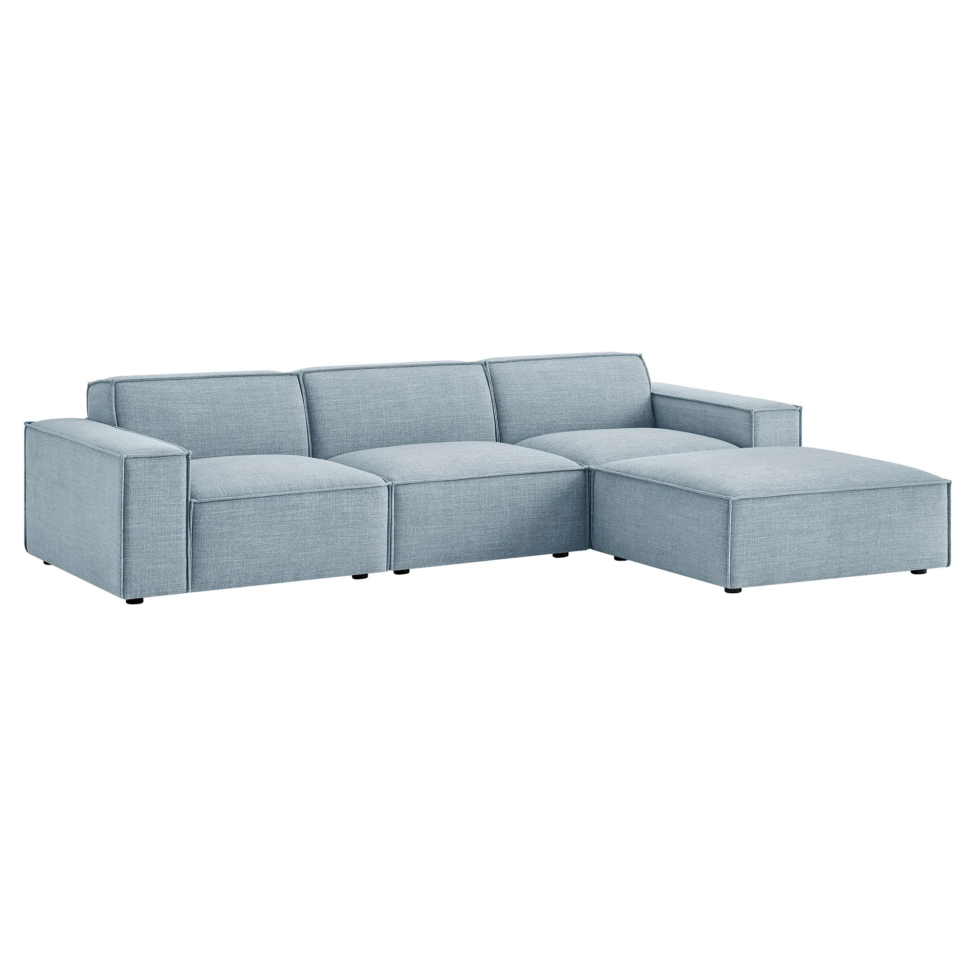 Restore 4-Piece Performance Fabric Upholstered Modular Sofa Set with Ottoman by Modway - Image 53