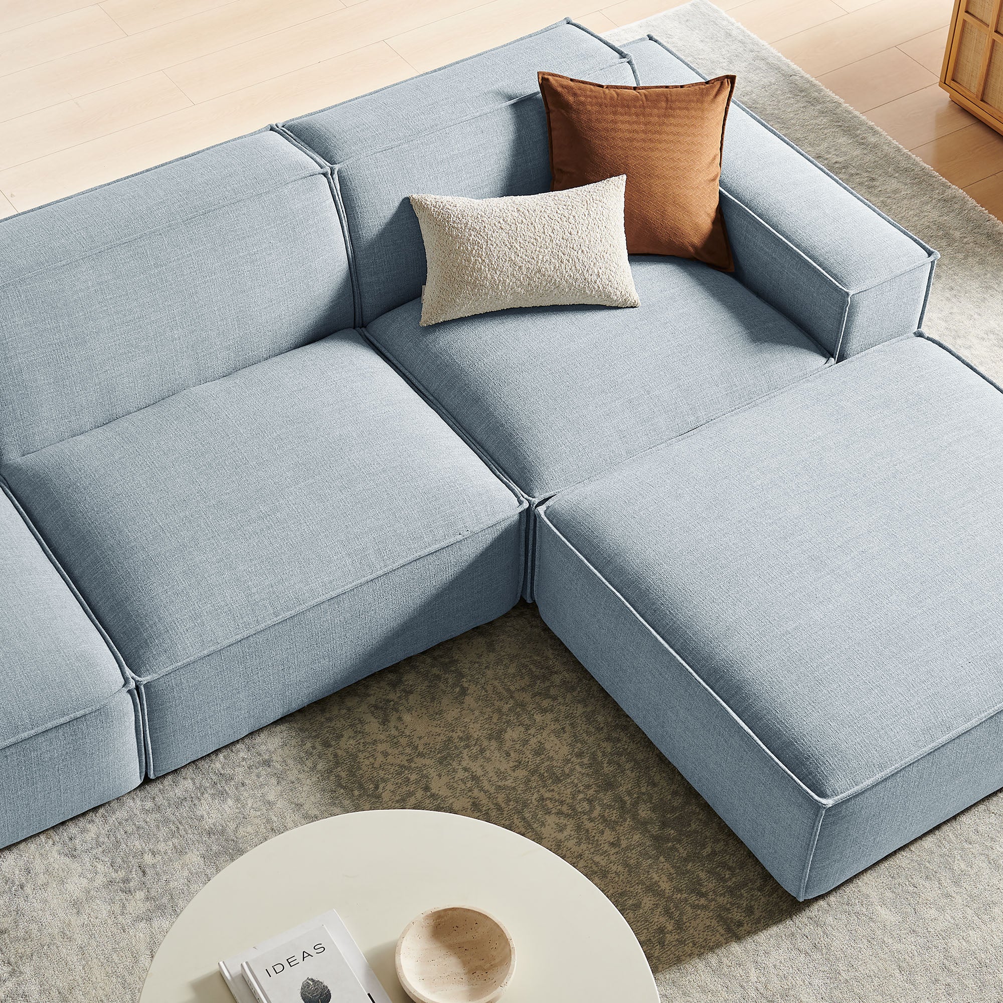 Restore 4-Piece Performance Fabric Upholstered Modular Sofa Set with Ottoman by Modway - Image 57