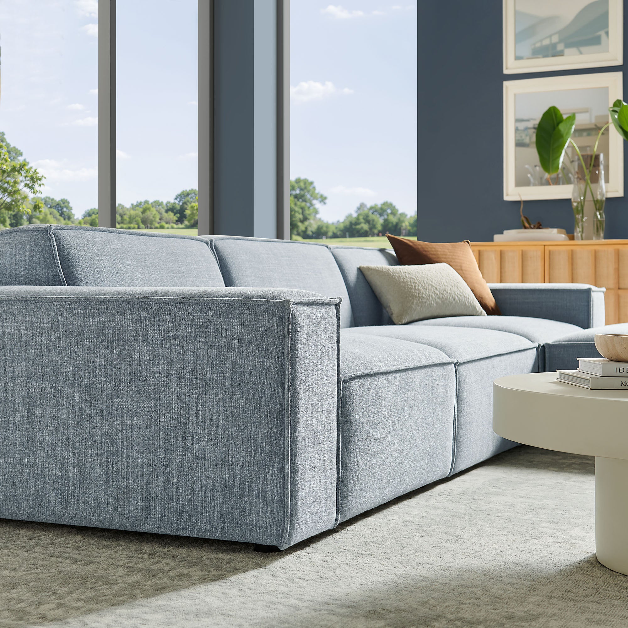 Restore 4-Piece Performance Fabric Upholstered Modular Sofa Set with Ottoman by Modway - Image 58