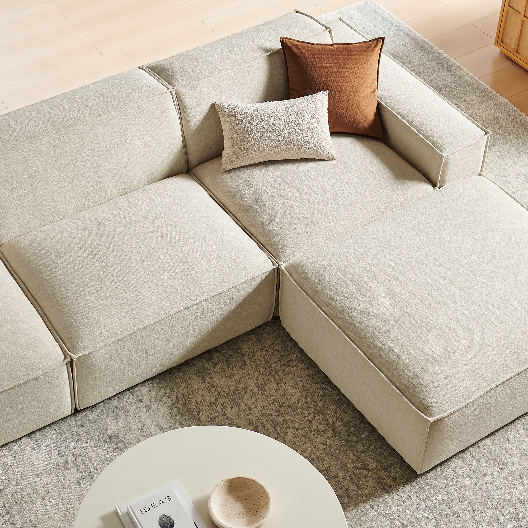Restore 4-Piece Performance Fabric Upholstered Modular Sofa Set with Ottoman by Modway - Image 6