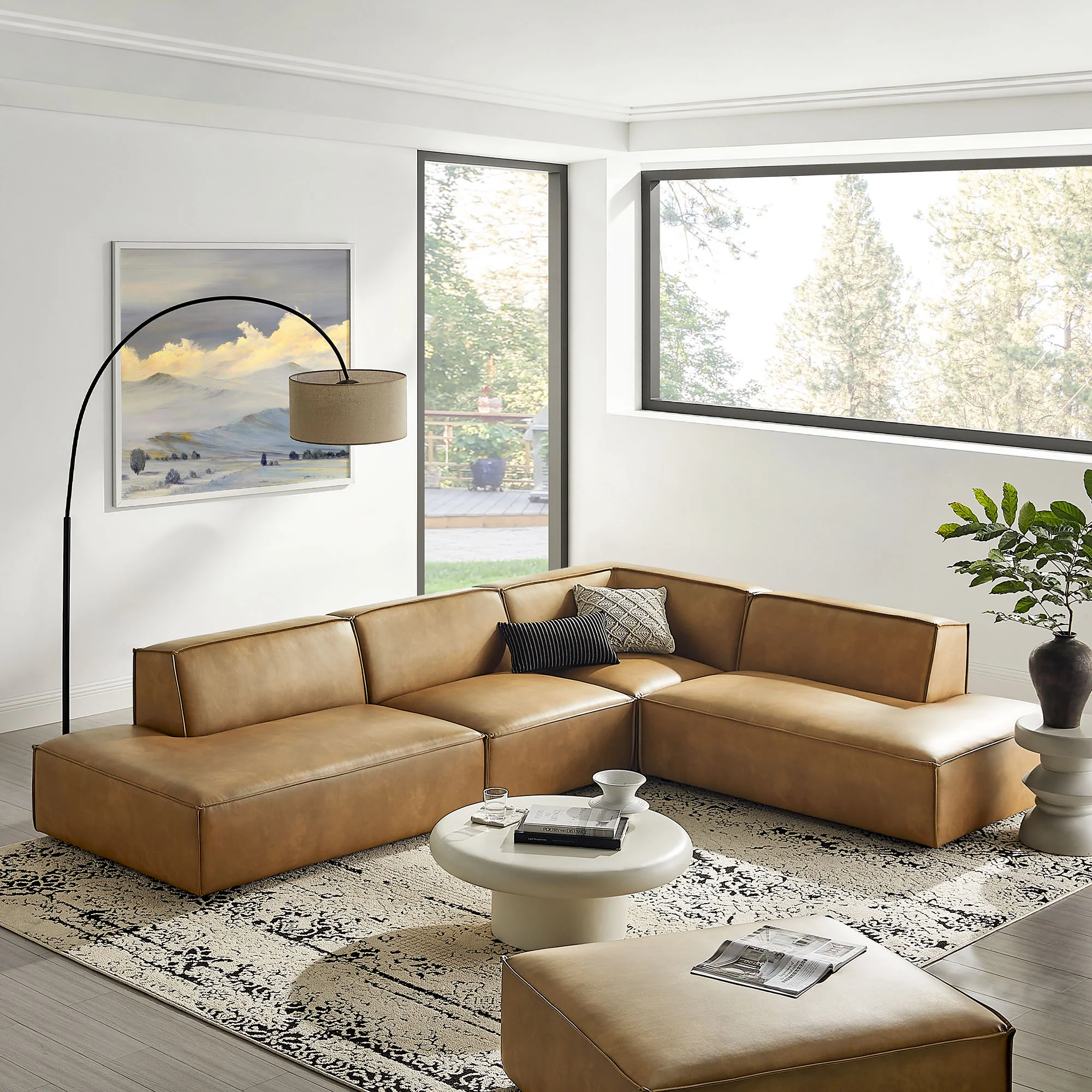 Restore 4-Piece Vegan Leather Modular L-Shaped Armless Sectional Sofa by Modway - Image 17
