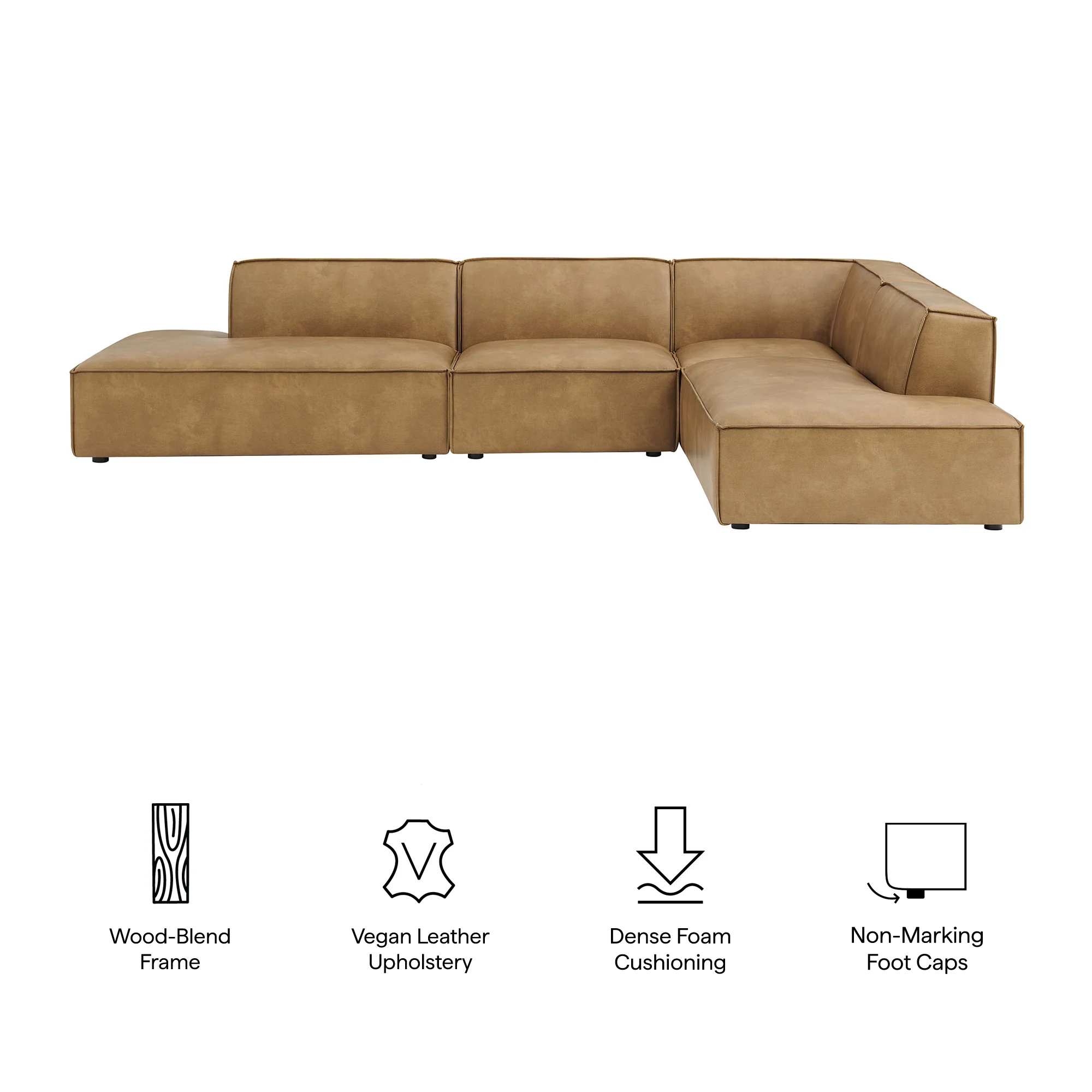 Restore 4-Piece Vegan Leather Modular L-Shaped Armless Sectional Sofa by Modway - Image 18