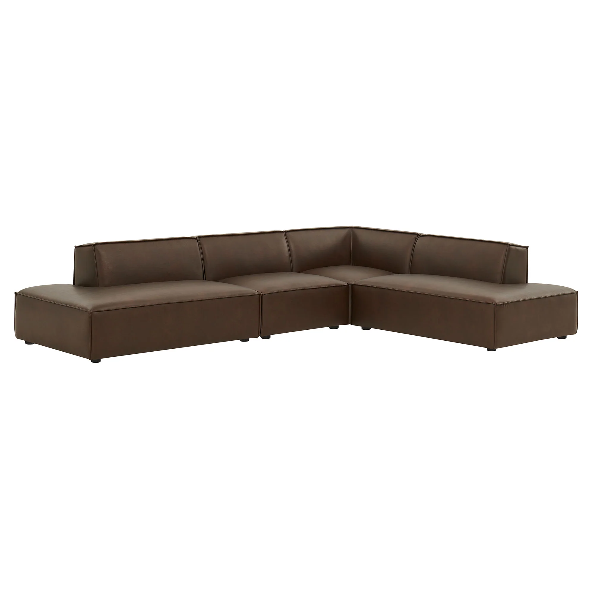 Restore 4-Piece Vegan Leather Modular L-Shaped Armless Sectional Sofa by Modway - Image 2