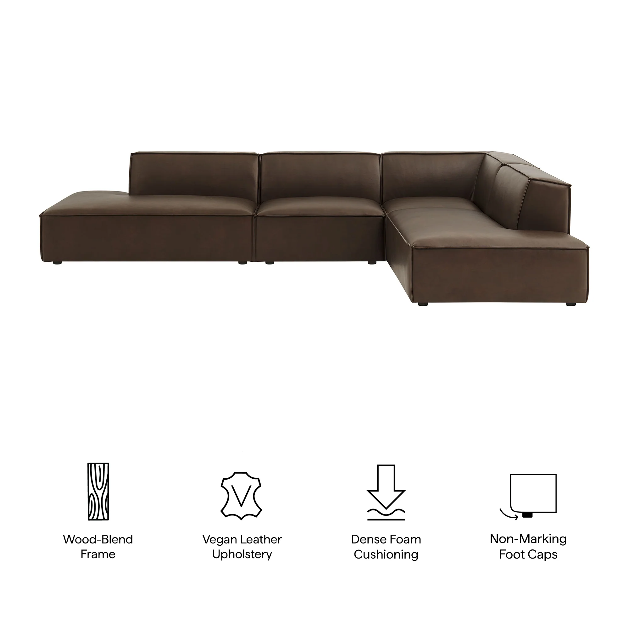 Restore 4-Piece Vegan Leather Modular L-Shaped Armless Sectional Sofa by Modway - Image 7