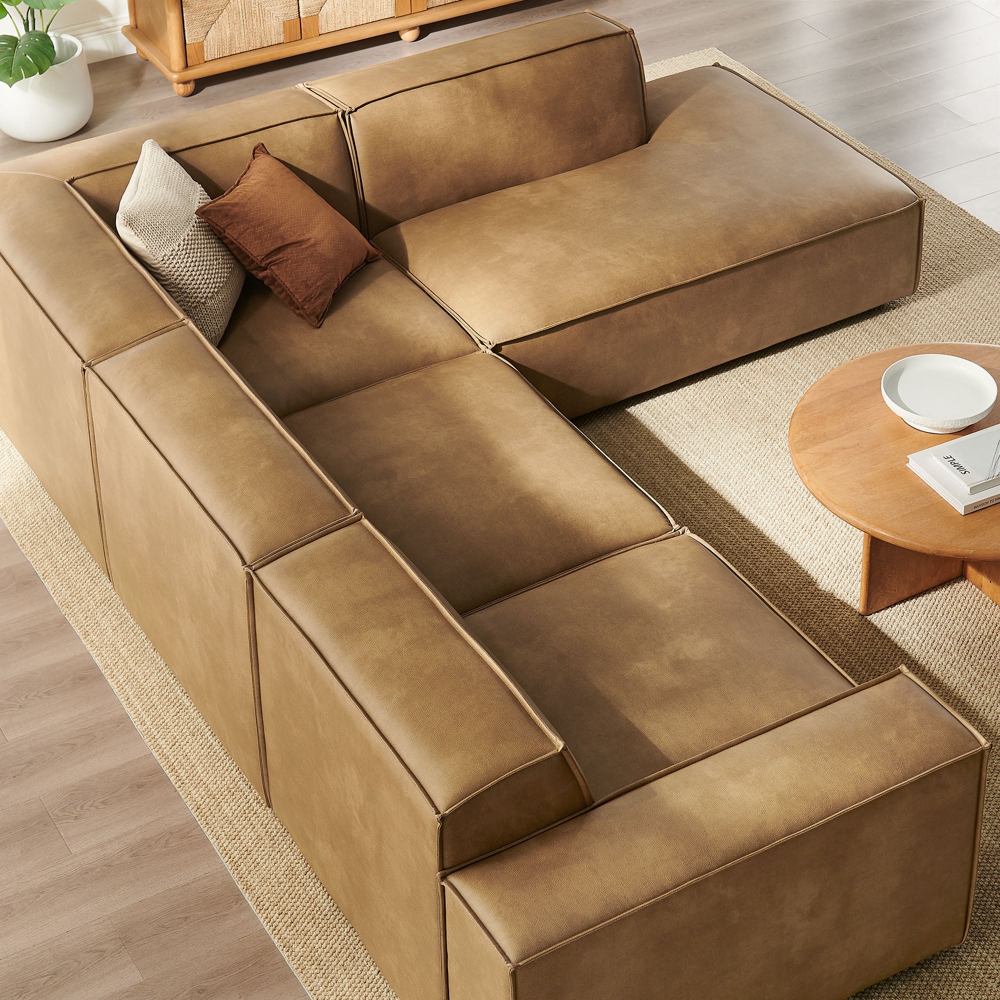 Restore 4-Piece Vegan Leather Modular L-Shaped Sofa by Modway - Image 16