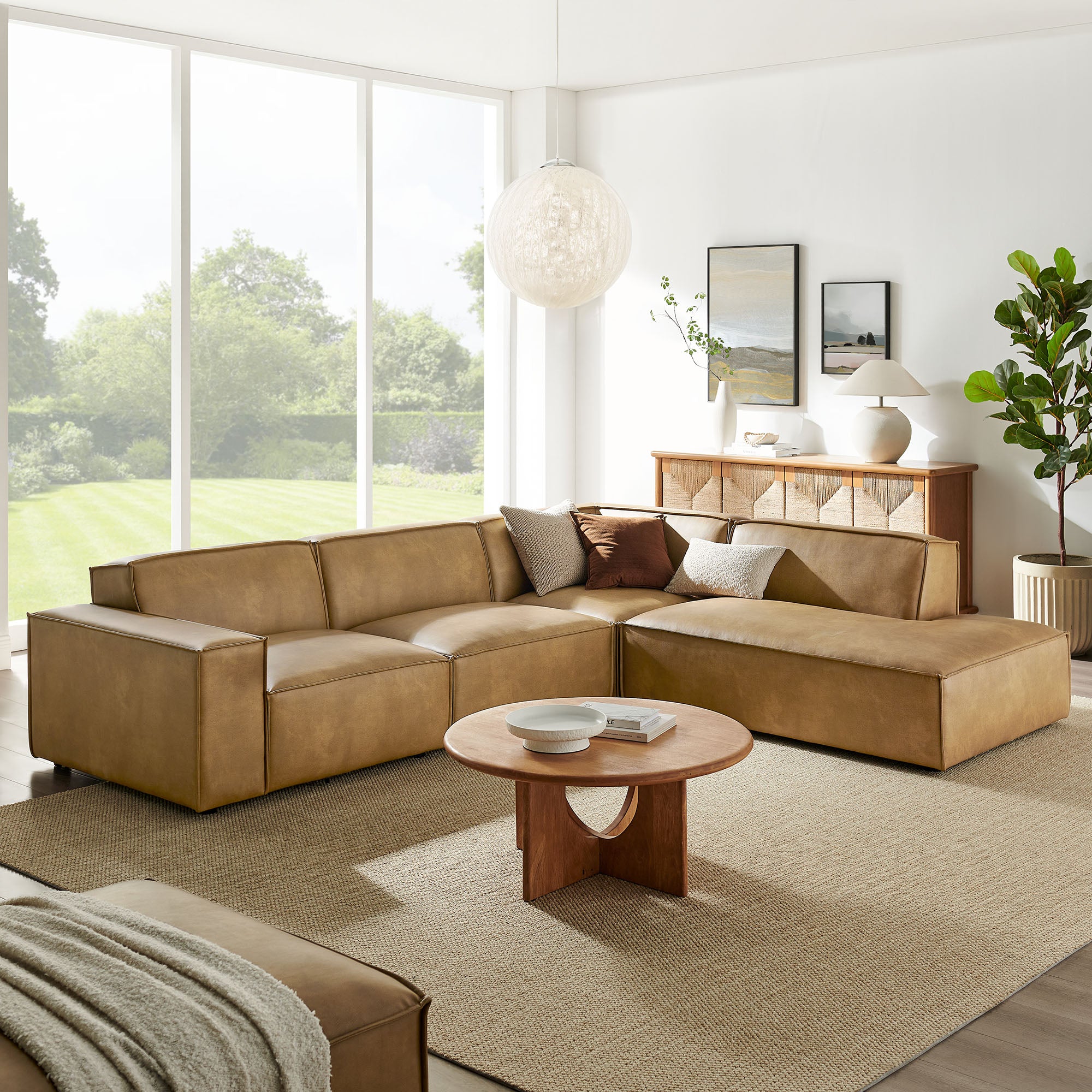 Restore 4-Piece Vegan Leather Modular L-Shaped Sofa by Modway - Image 17