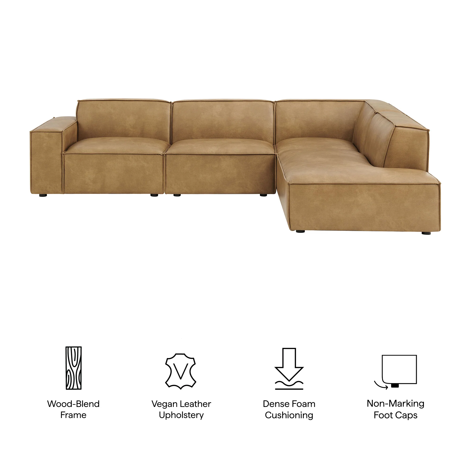 Restore 4-Piece Vegan Leather Modular L-Shaped Sofa by Modway - Image 18