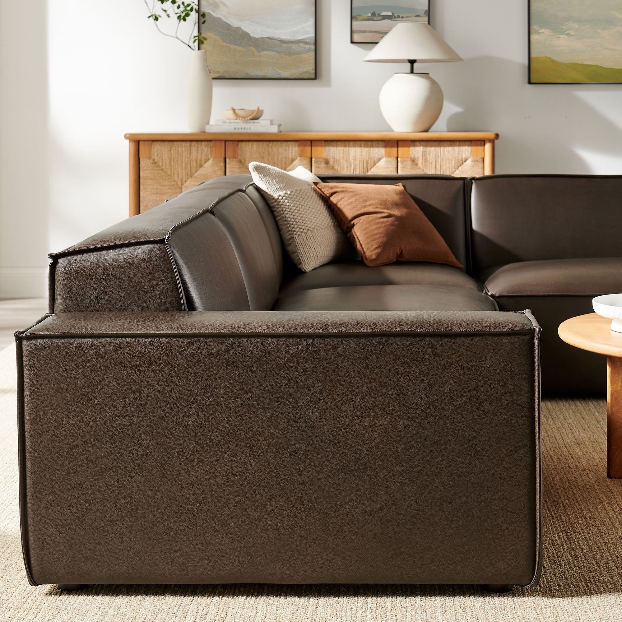Restore 4-Piece Vegan Leather Modular L-Shaped Sofa by Modway - Image 5