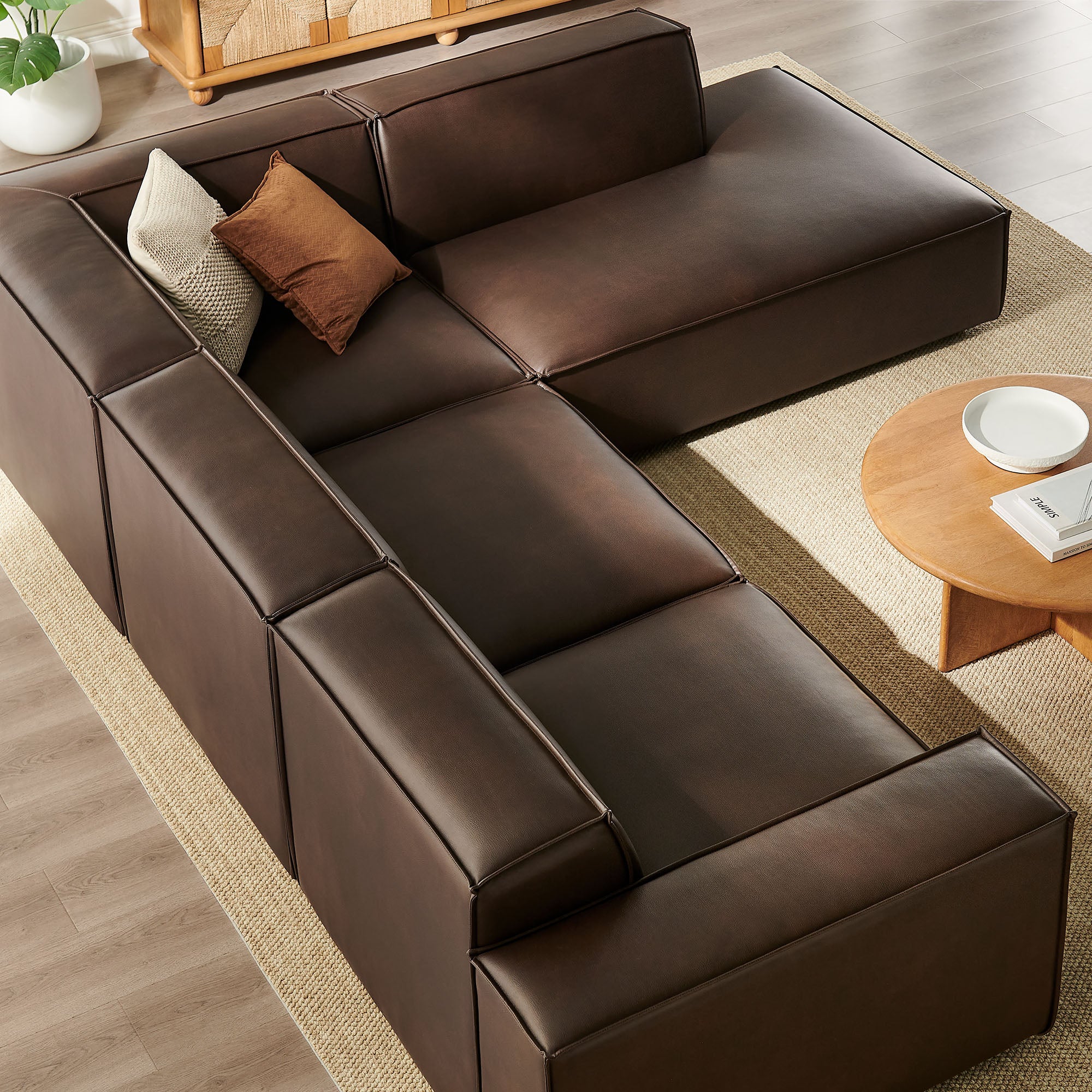 Restore 4-Piece Vegan Leather Modular L-Shaped Sofa by Modway - Image 6
