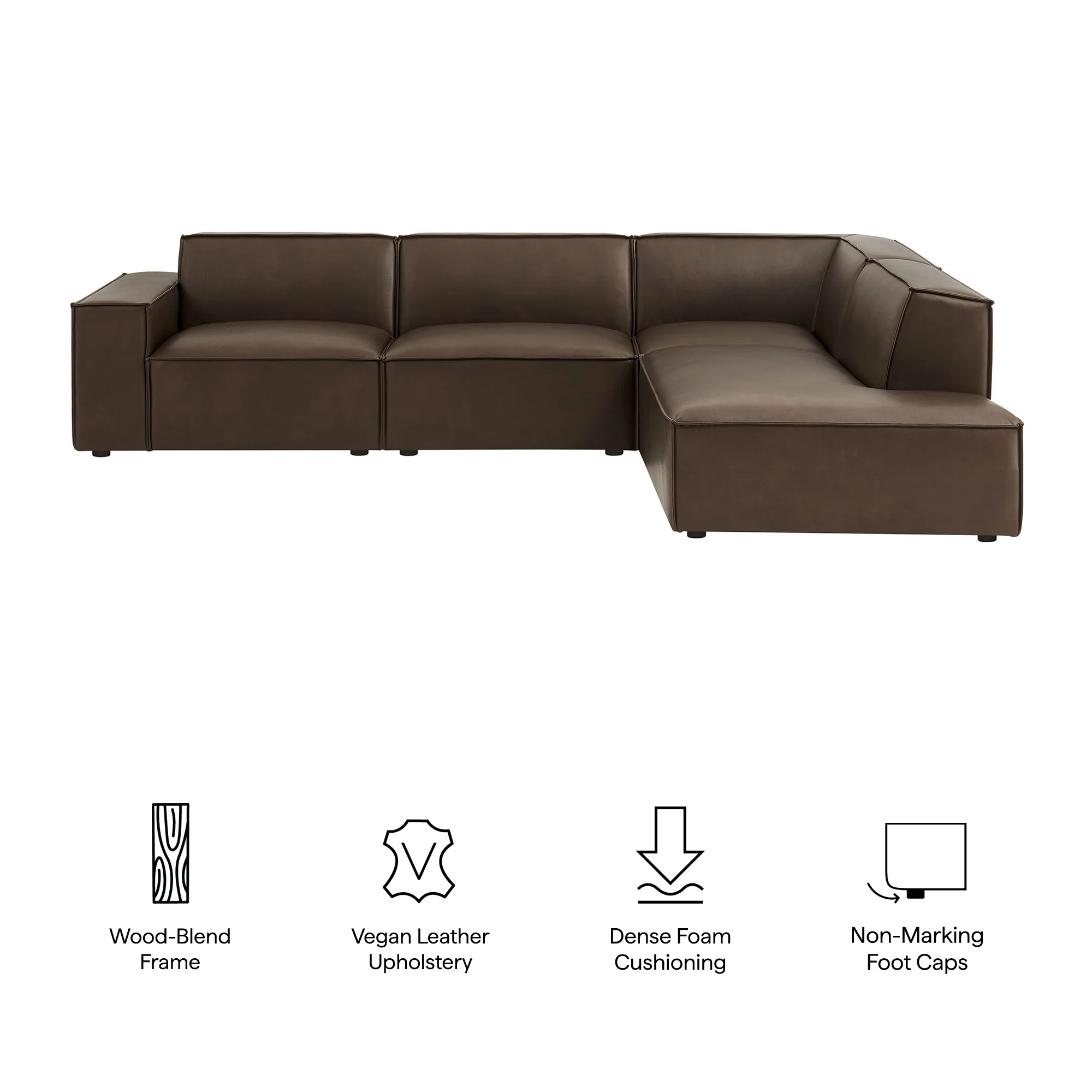 Restore 4-Piece Vegan Leather Modular L-Shaped Sofa by Modway - Image 7