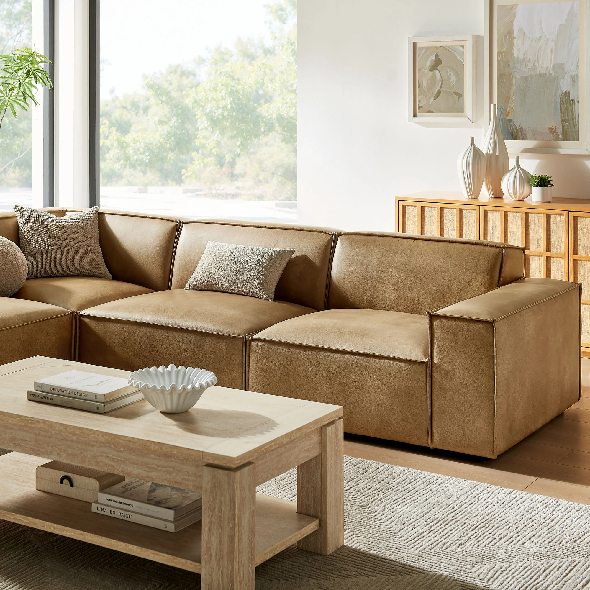 Restore 4-Piece Vegan Leather Modular L-Shaped Sofa by Modway - Image 15