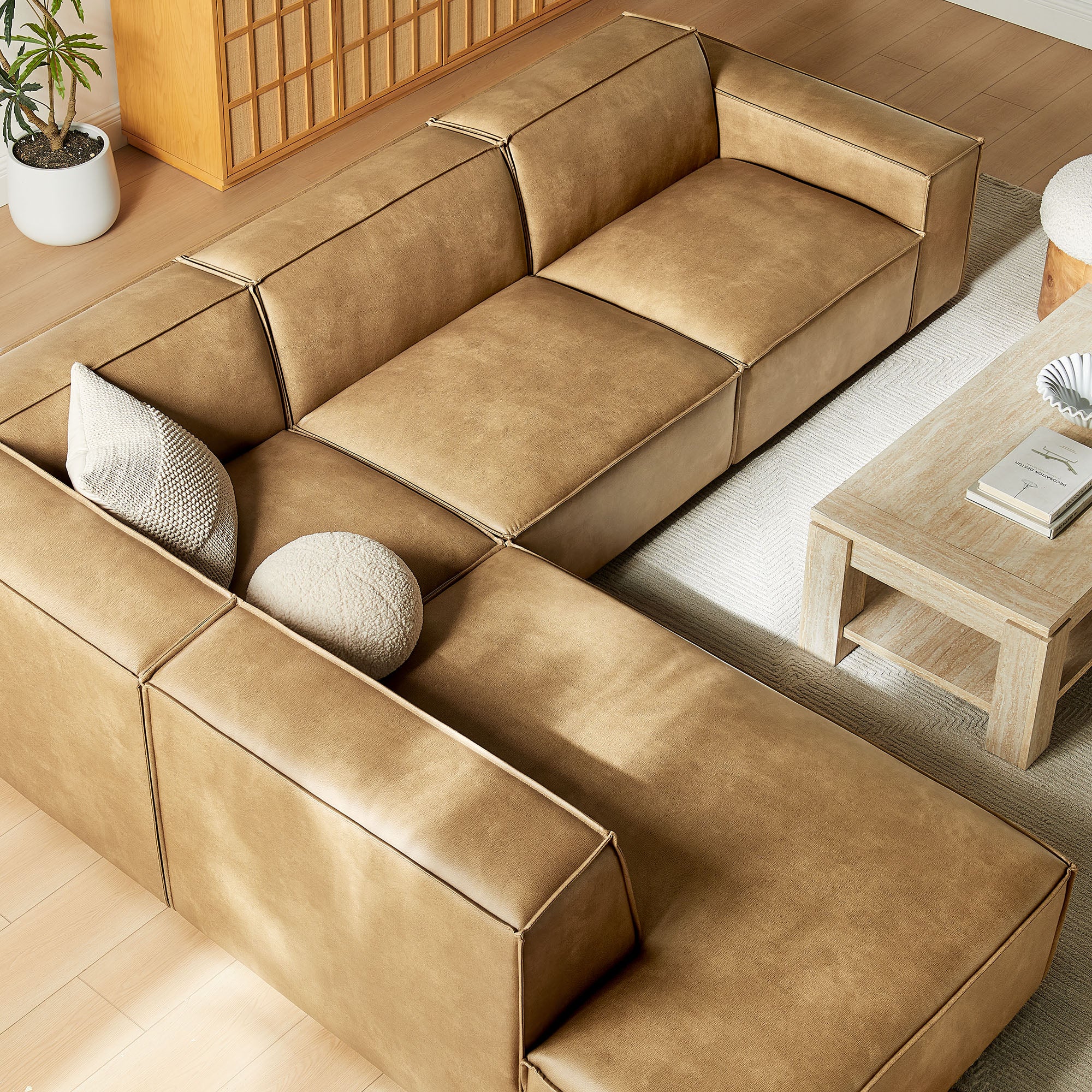 Restore 4-Piece Vegan Leather Modular L-Shaped Sofa by Modway - Image 16