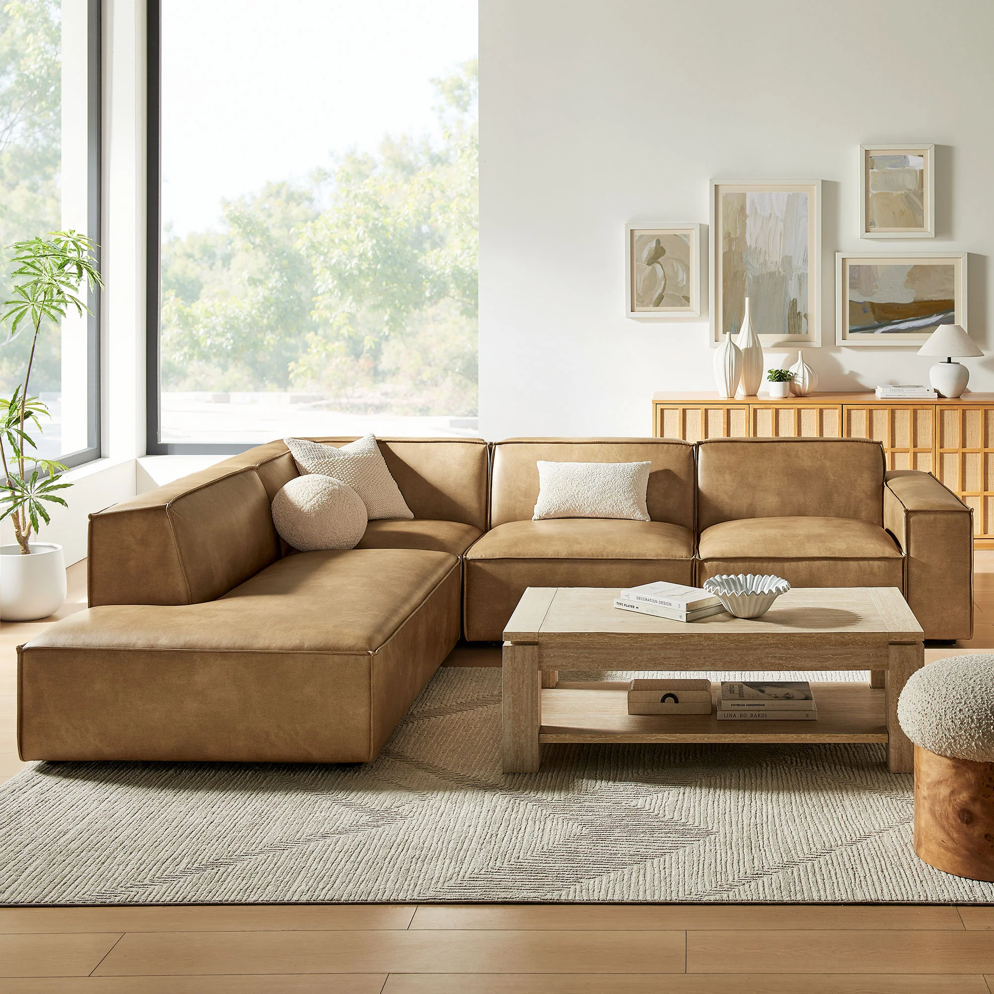 Restore 4-Piece Vegan Leather Modular L-Shaped Sofa by Modway - Image 17