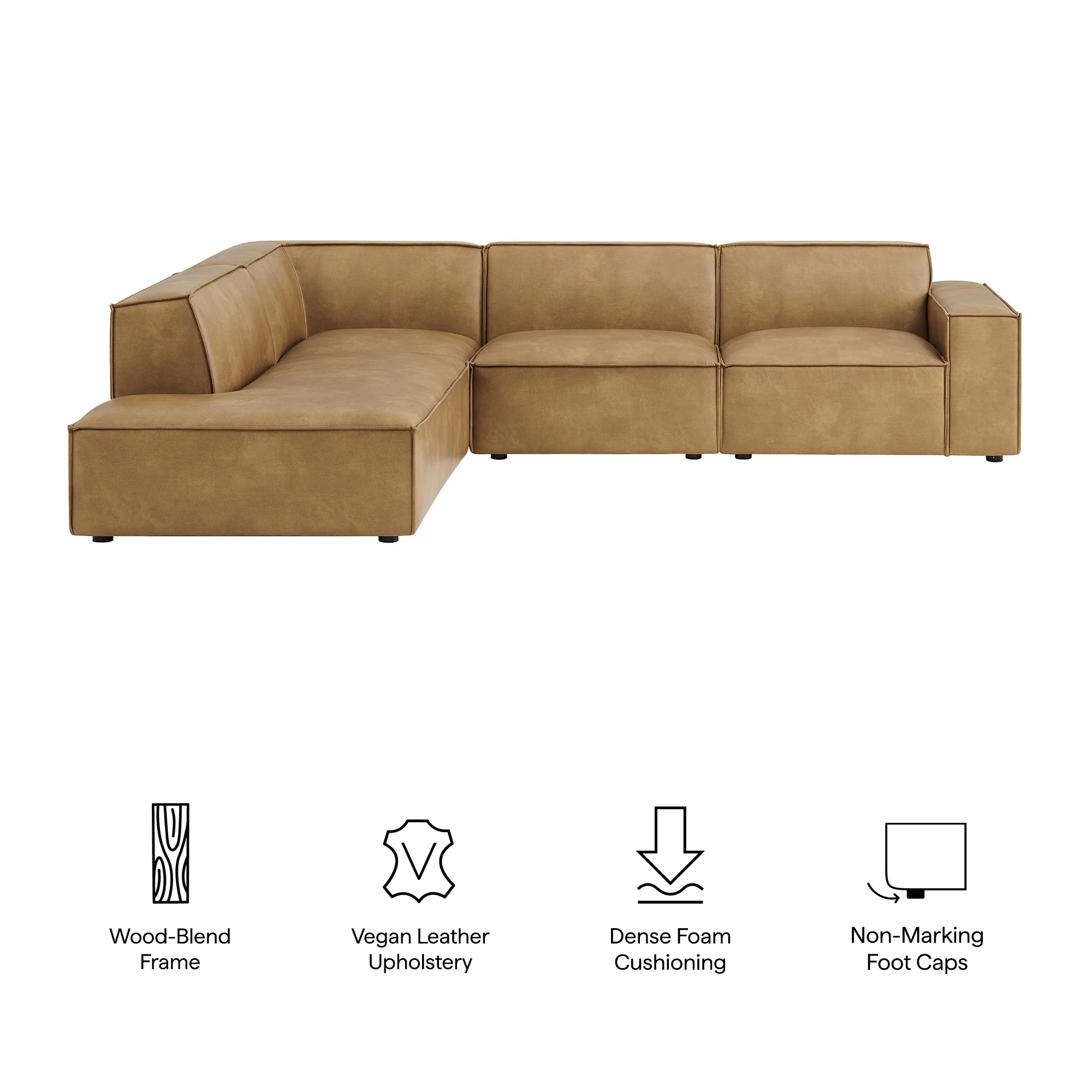 Restore 4-Piece Vegan Leather Modular L-Shaped Sofa by Modway - Image 18