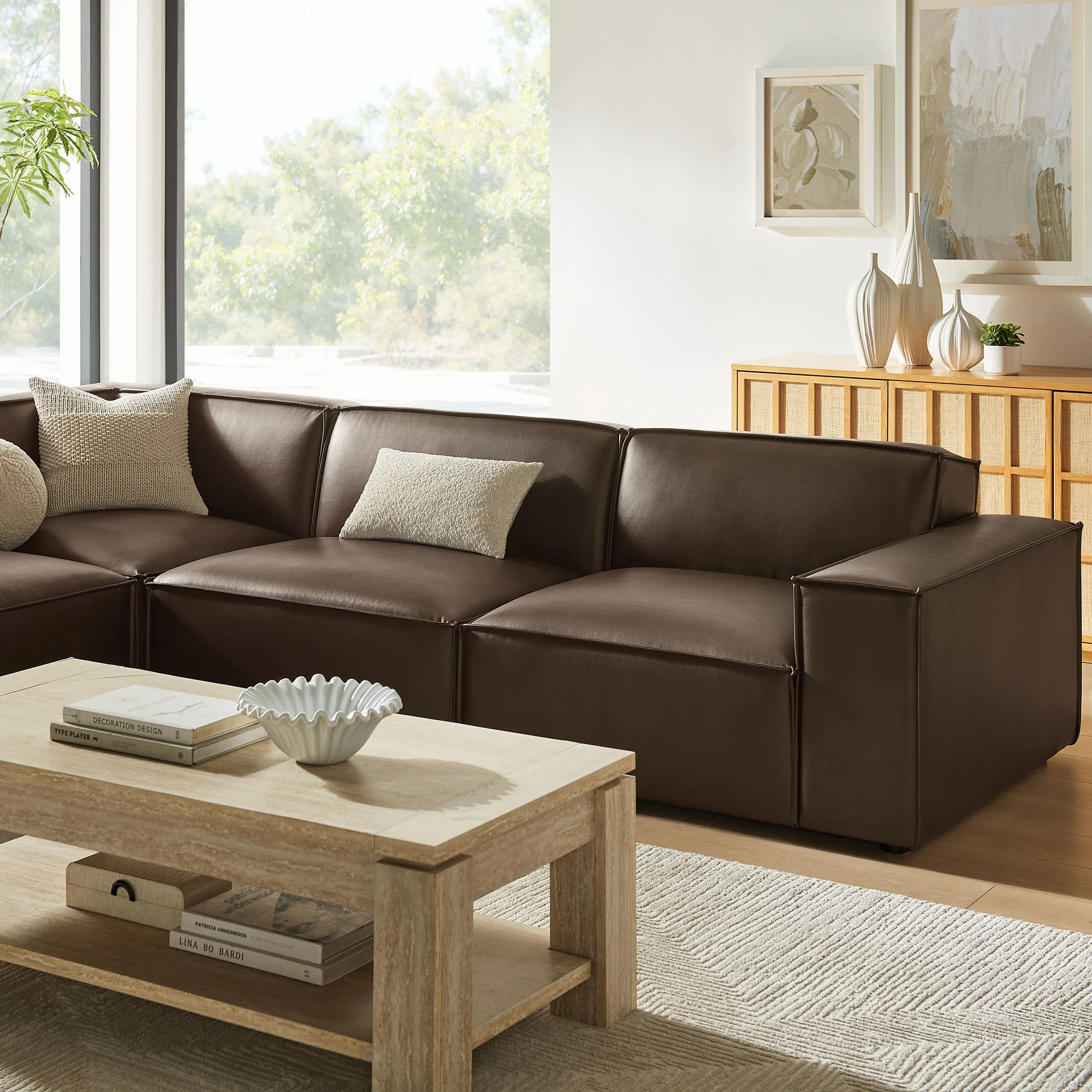 Restore 4-Piece Vegan Leather Modular L-Shaped Sofa by Modway - Image 5